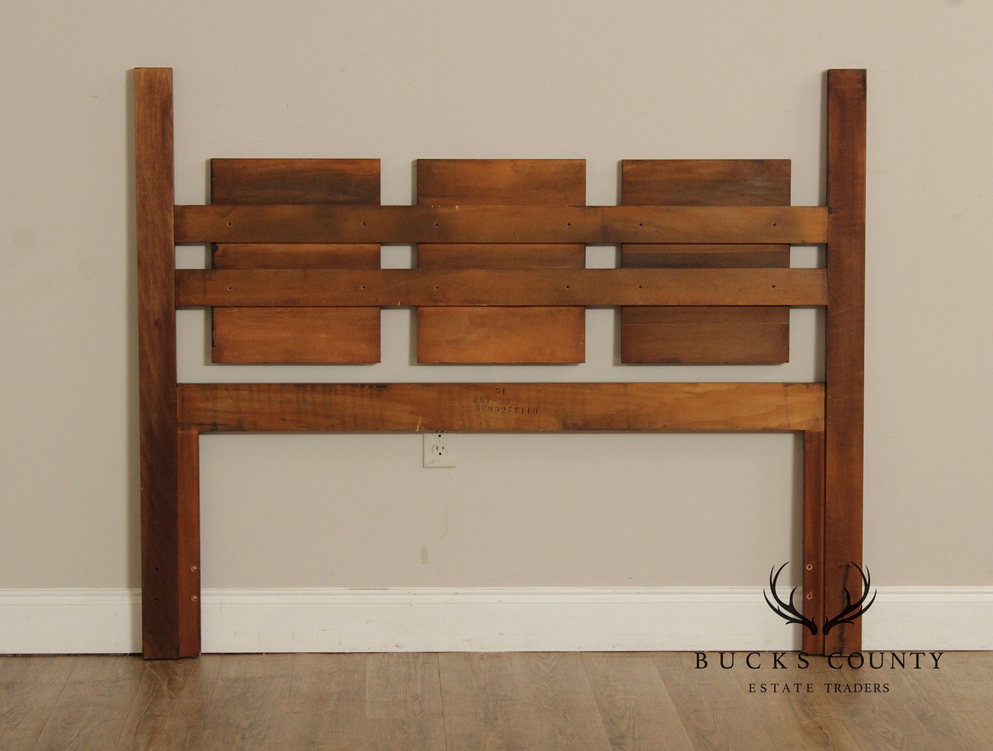 Lane Mid Century Modern Brutalist Queen Size Walnut Headboard