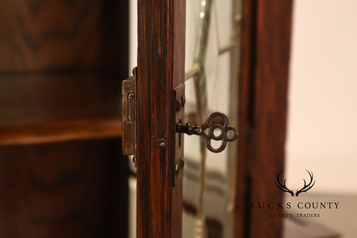 Antique Art Nouveau Leaded Glass Curio Cabinet