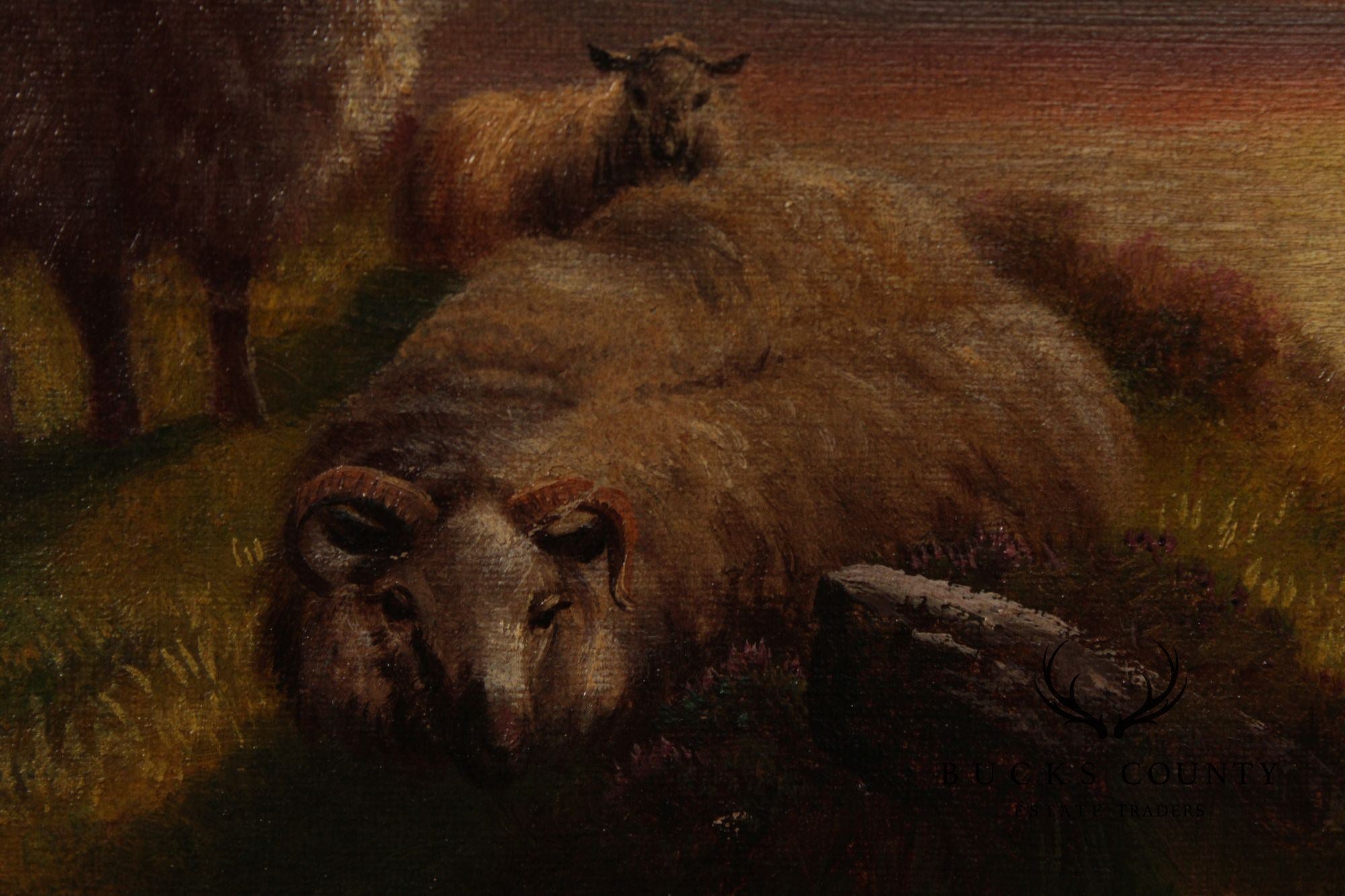 Henry Robinson Hall Landscape Oil Painting, 'Evening in the Highlands'