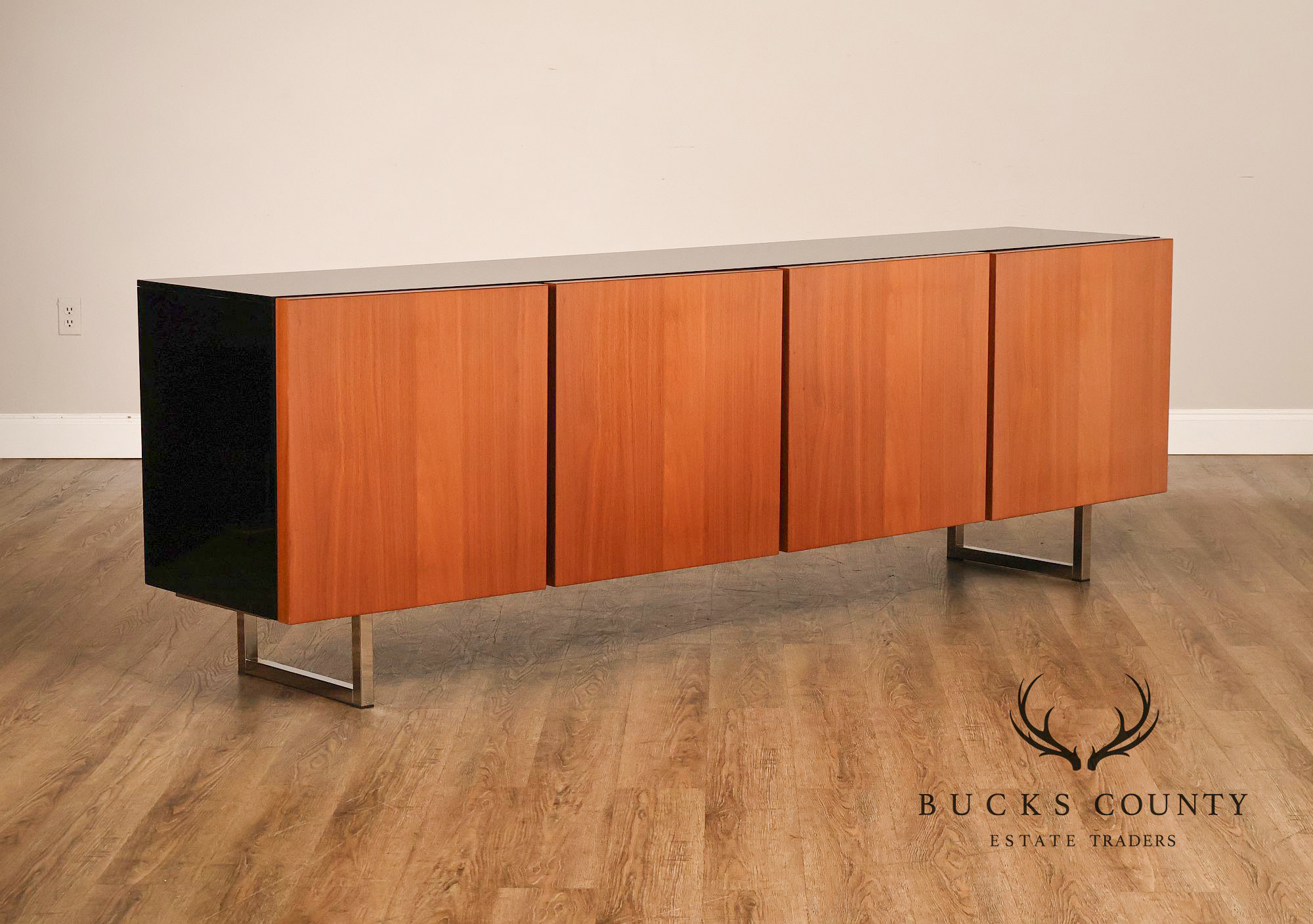Mid Century Modern Black Top Credenza