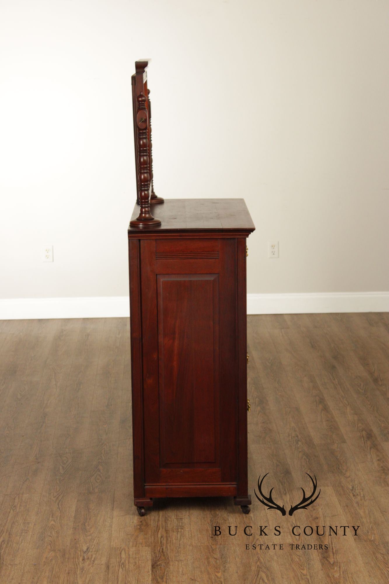 Antique Victorian Mahogany Bonnet Chest With Mirror