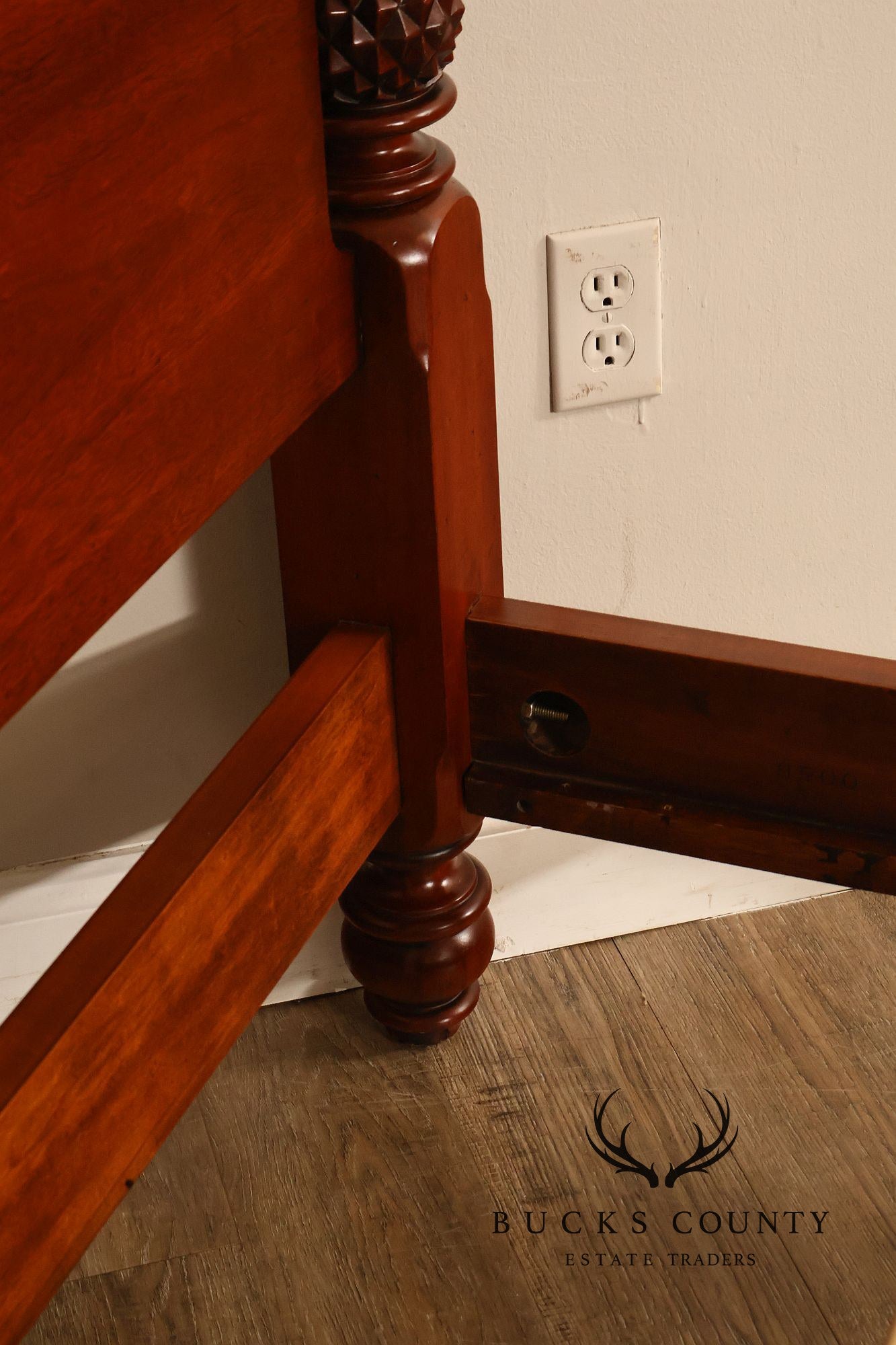 Carved Mahogany Four-Poster Queen Bed Frame