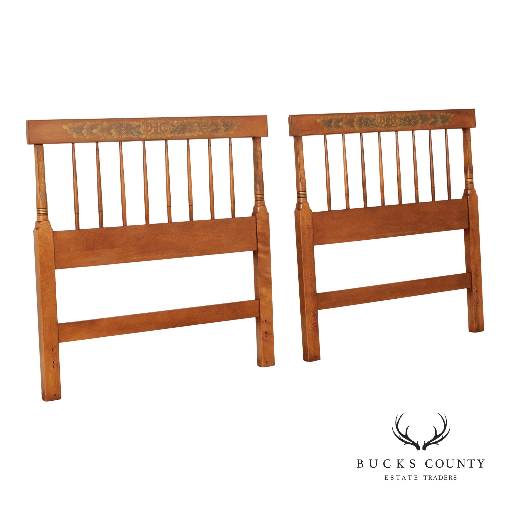 Hitchcock Early American Style Pair of Painted Twin Headboards