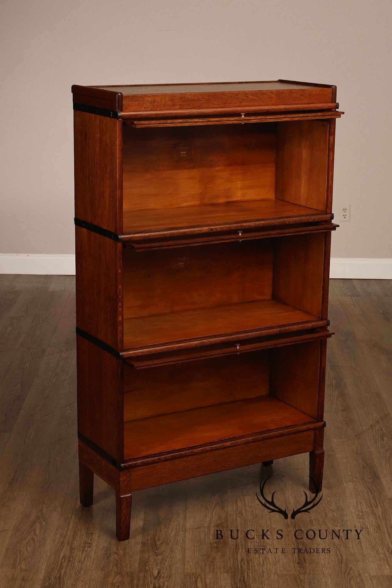 Macey Antique Oak Three Stack Barrister Bookcase