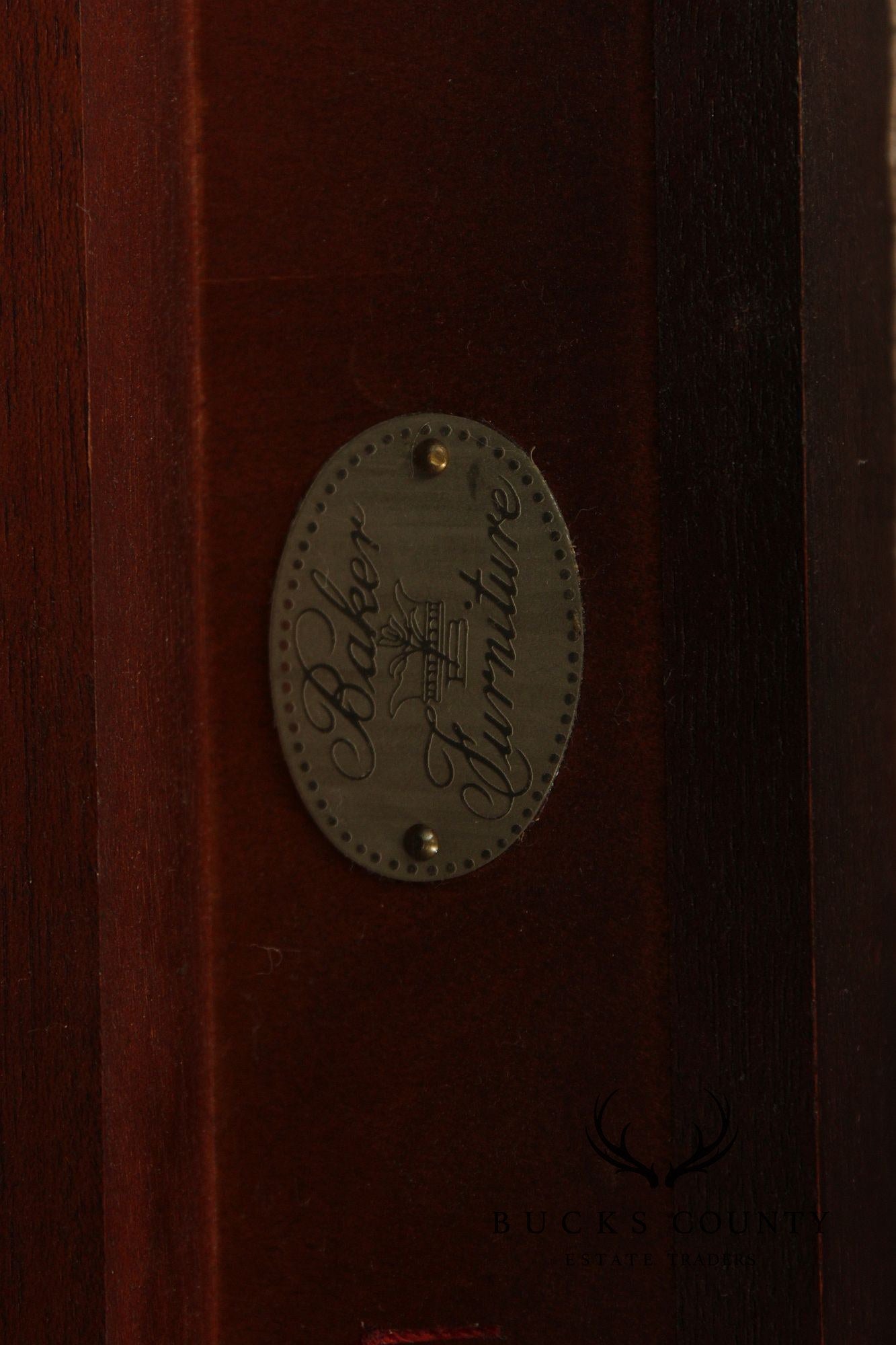 Baker Stately Homes Georgian Style Carved Mahogany Upholstered Bench