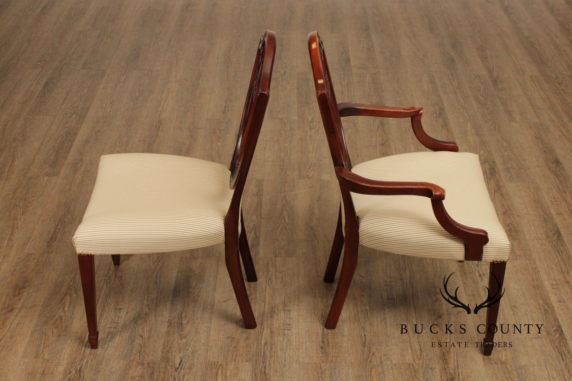 Baker Hepplewhite Style Set of Eight Mahogany Dining Chairs