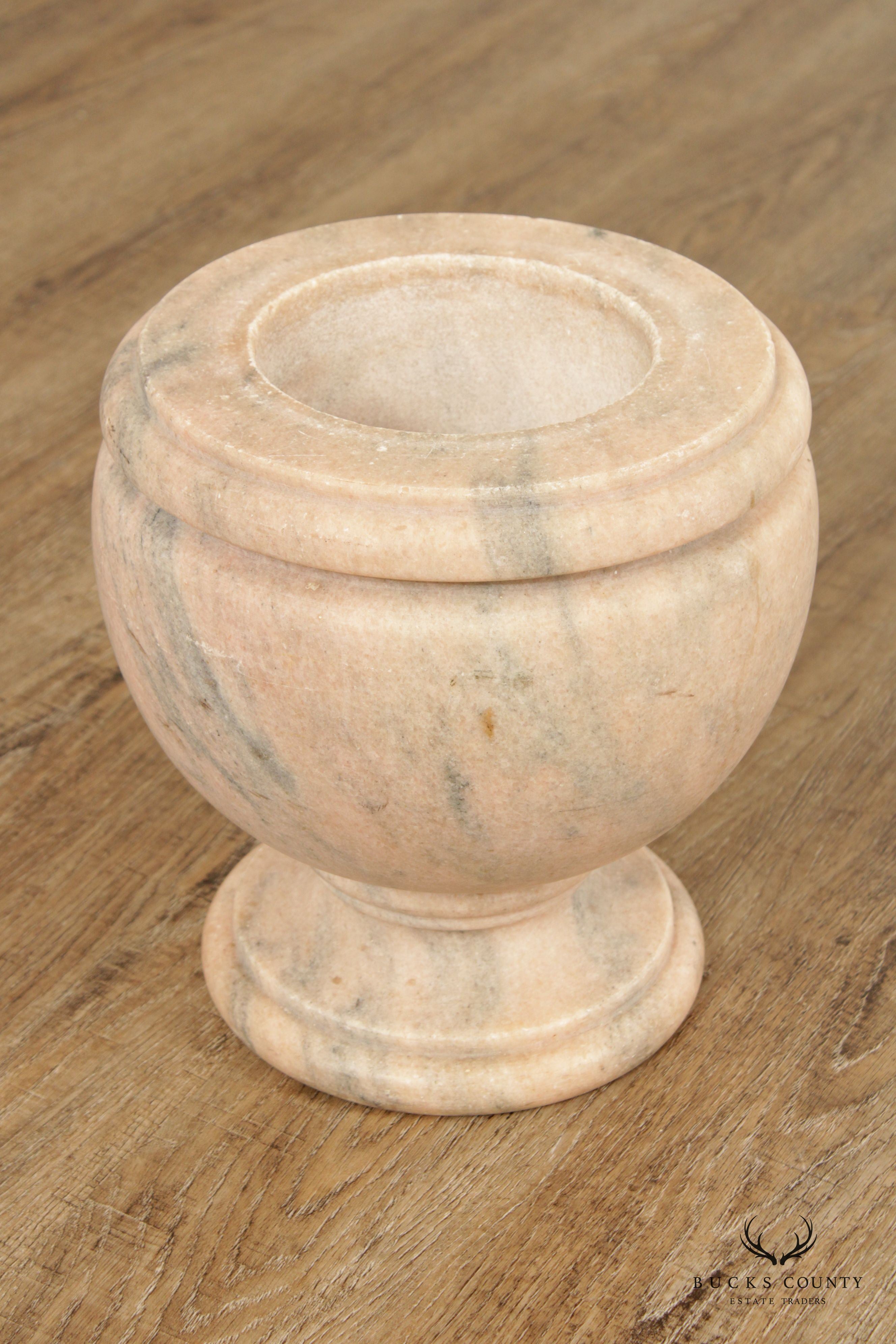 Antique Style Marble Footed Urn Vase with Turned Rim