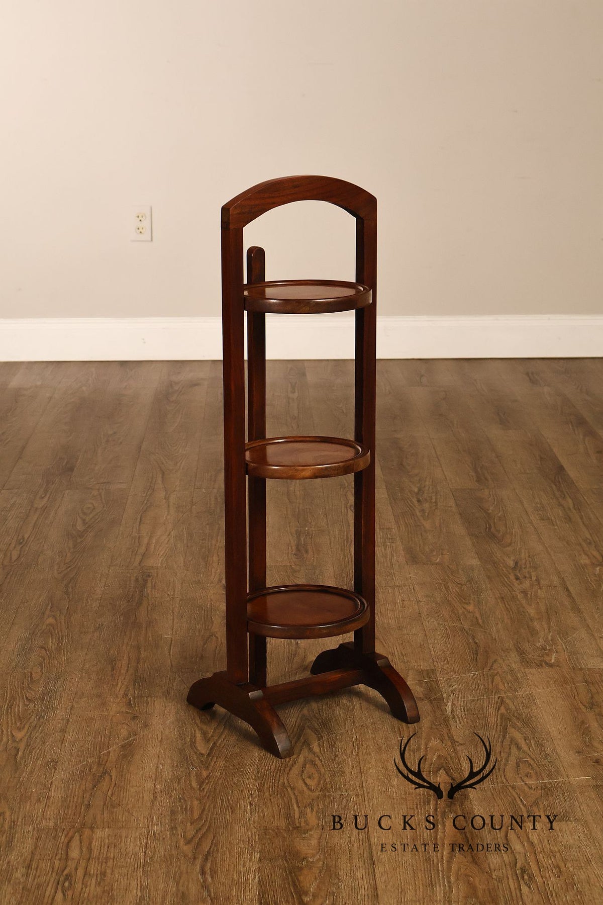 Mahogany Three Tier Collapsible Dumbwaiter Stand