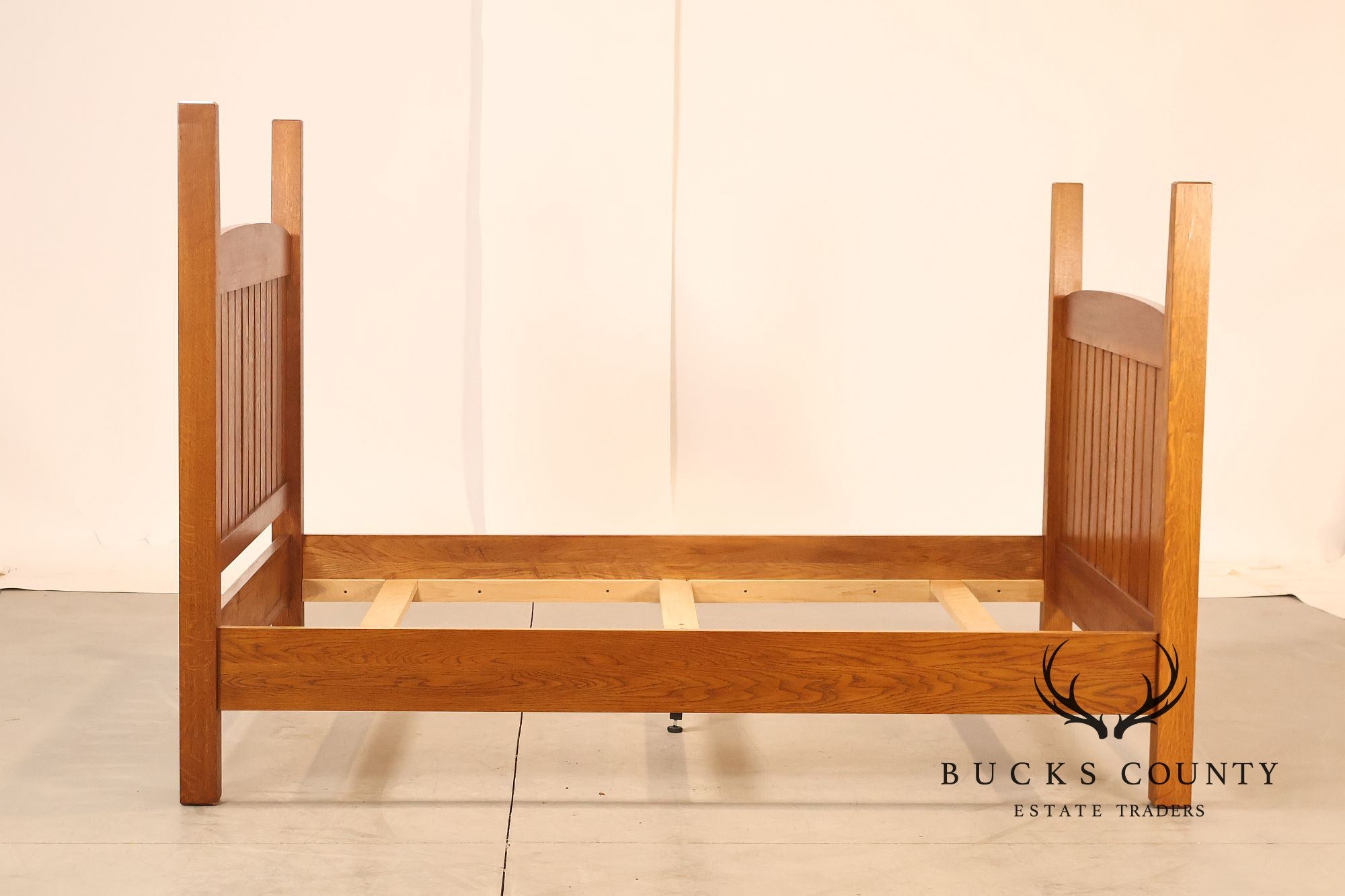 Custom Crafted Mission Style Oak Queen Bed Frame