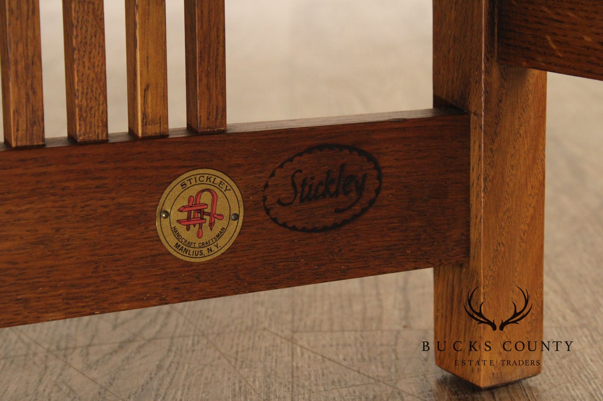 Stickley Mission Collection Set Of Eight Oak Spindle Back Dining Chairs