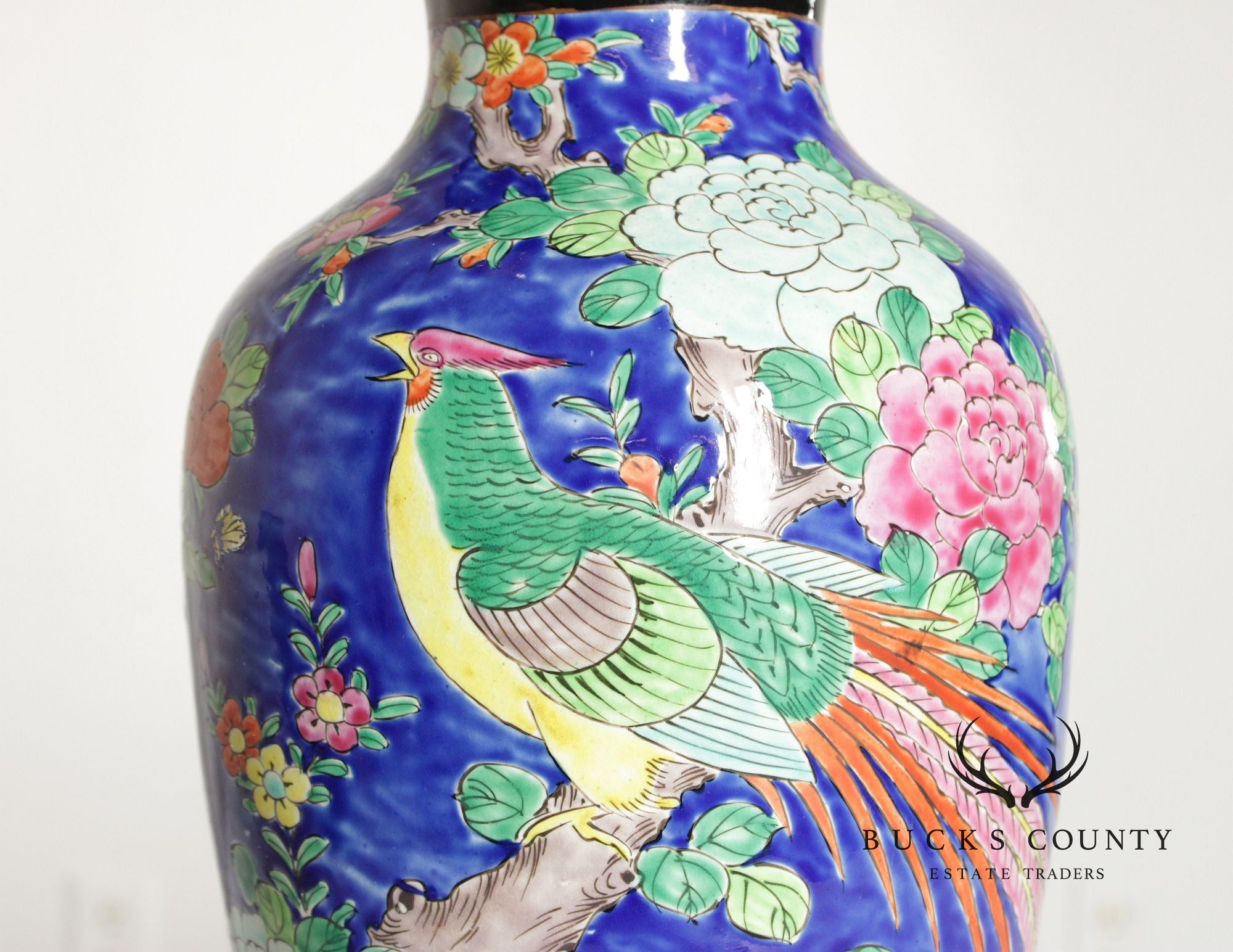 Asian Style Vintage Glazed Porcelain Table Lamp