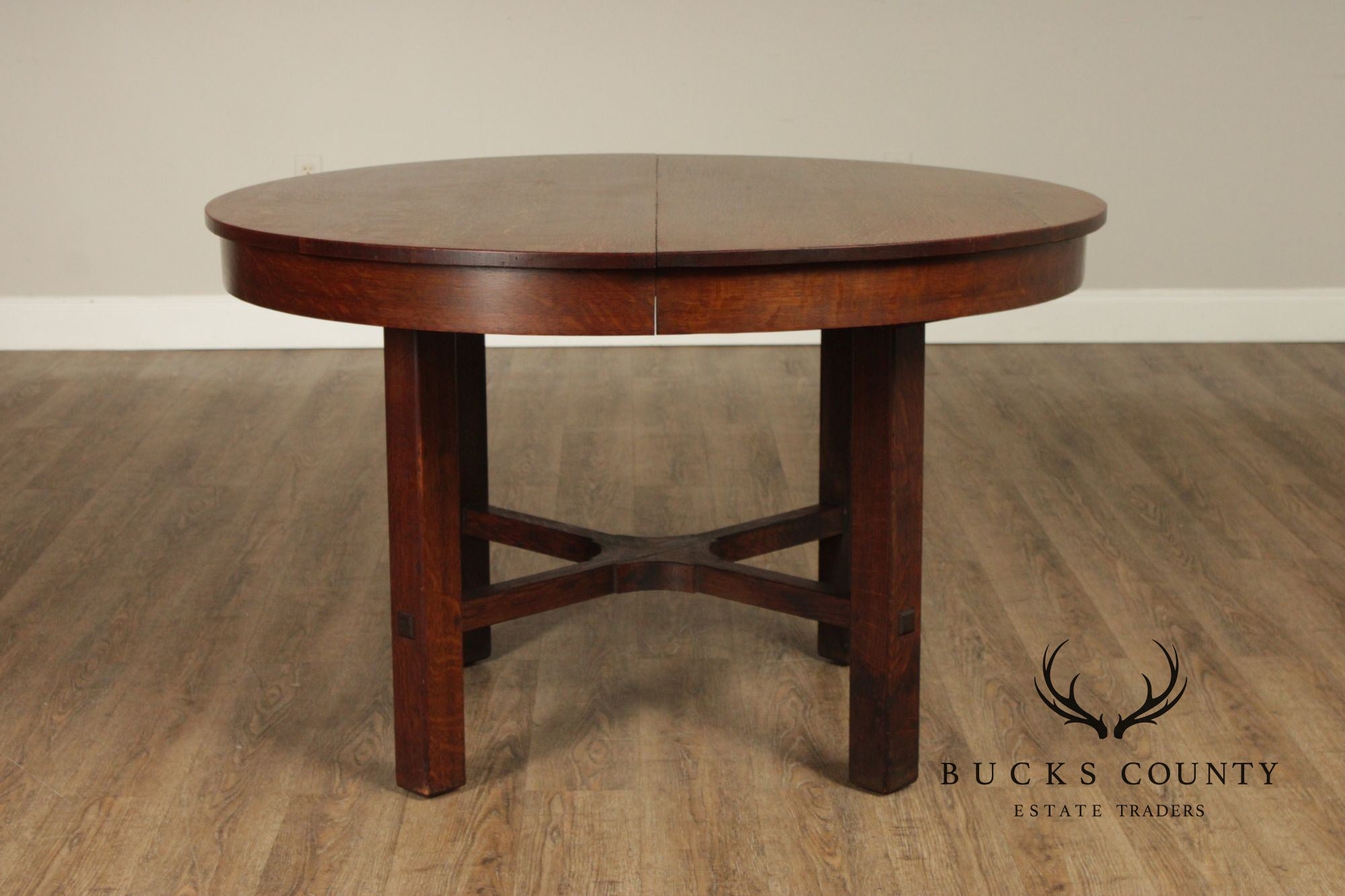 L. & J.G. Stickley Antique Round Oak Dining Table