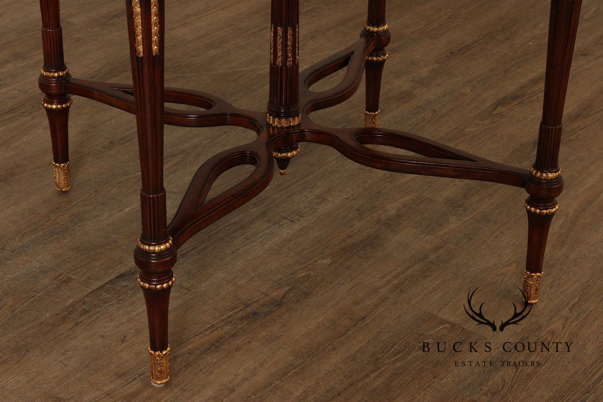 Maitland Smith Marble Top Mahogany Center Table