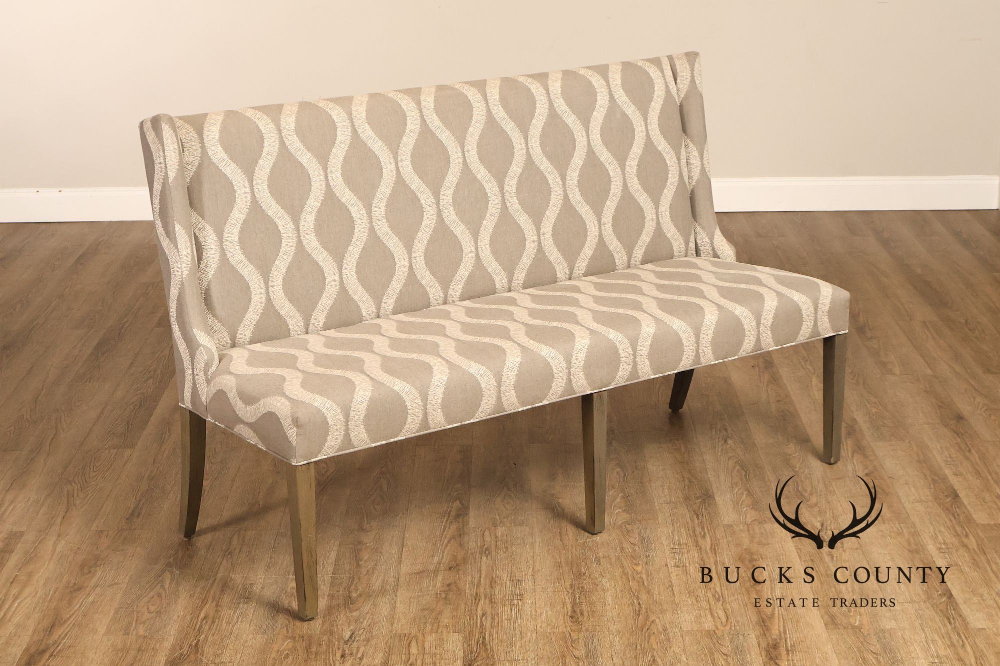 Bassett Brooke Collection Wing Back Banquette Geometric Upholstered Bench