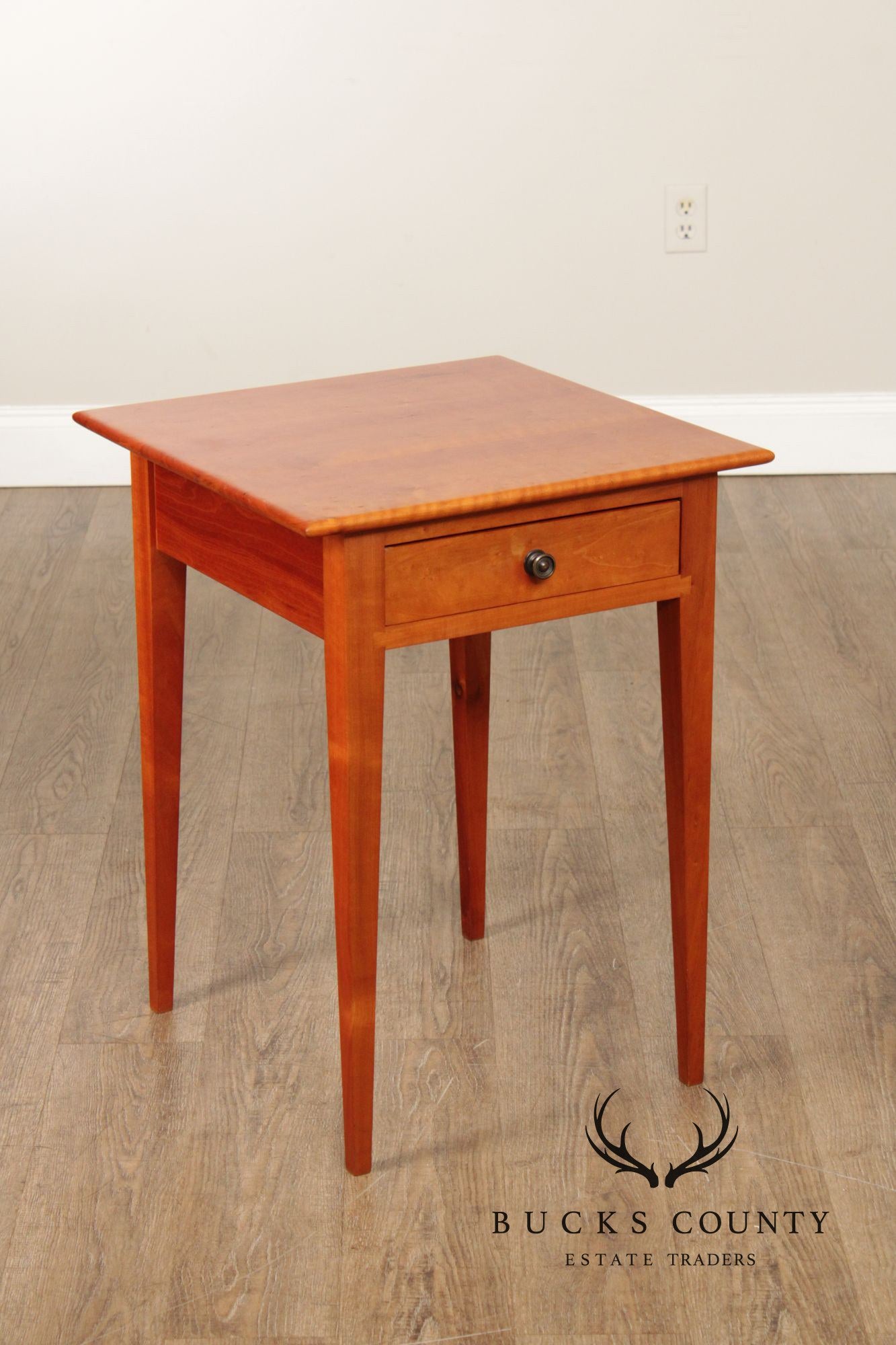 Hepplewhite Style Custom Crafted Pair of Cherry One Drawer Work Stands