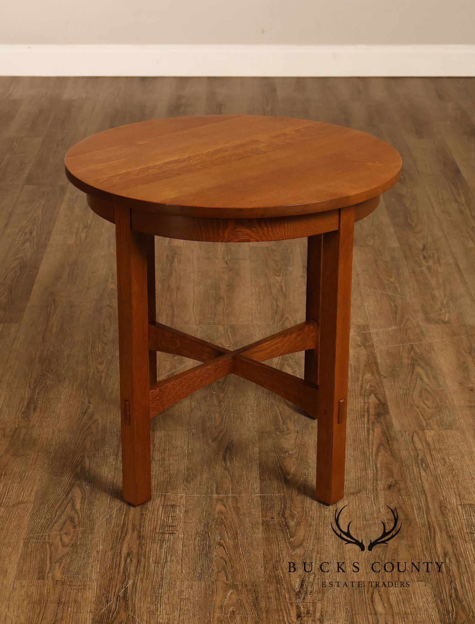 Stickley Mission Collection Oak Round Lamp Table