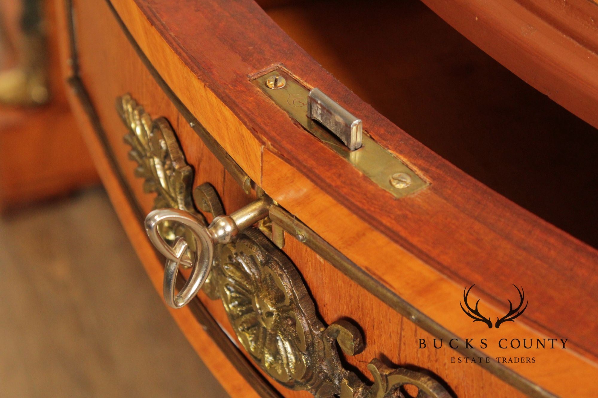 Classical Revival Walnut Ormolu Mounted Desk With Leather Top
