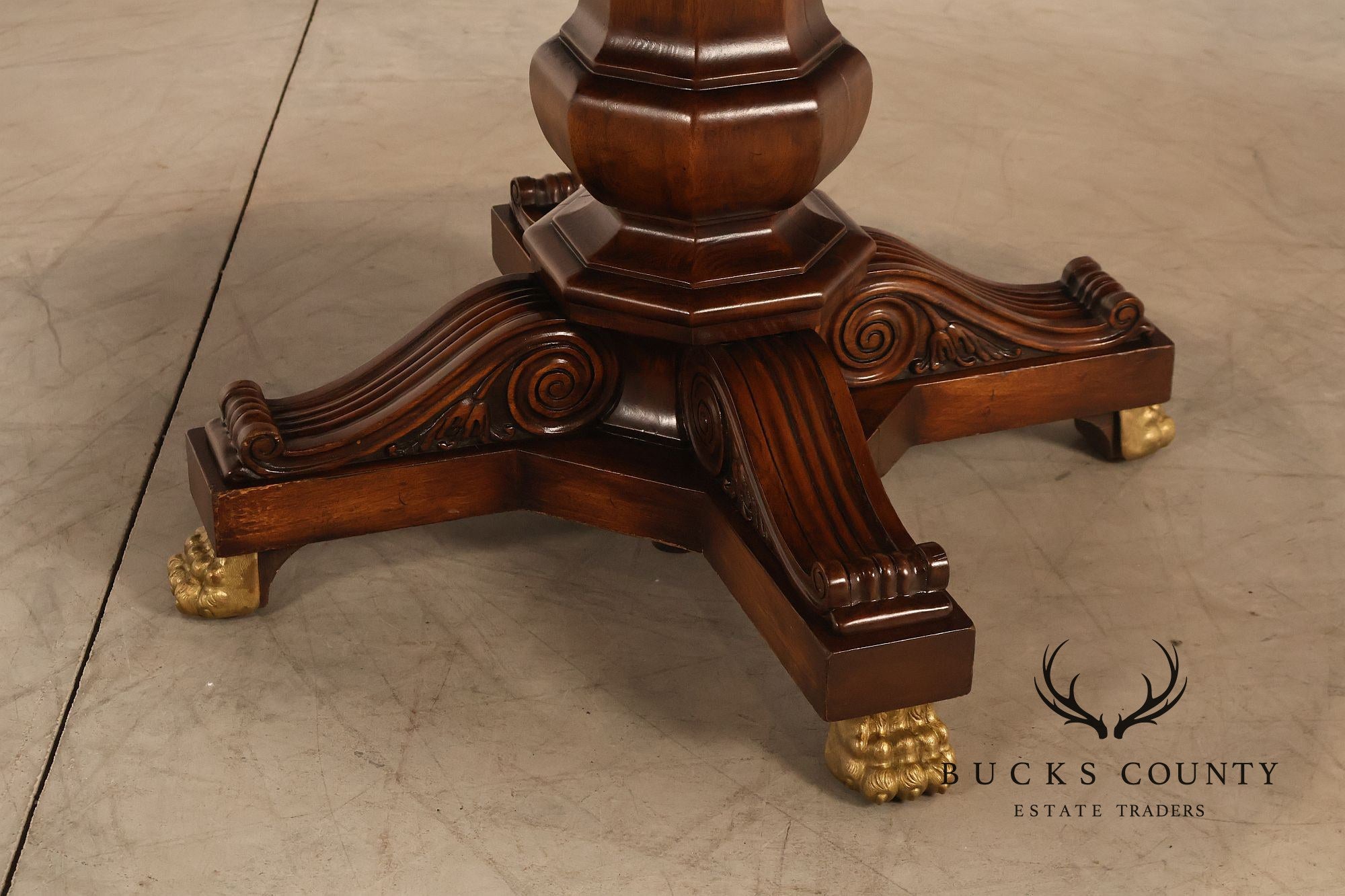 Karges Walnut Round Extendable Dining Table With Three Leaves