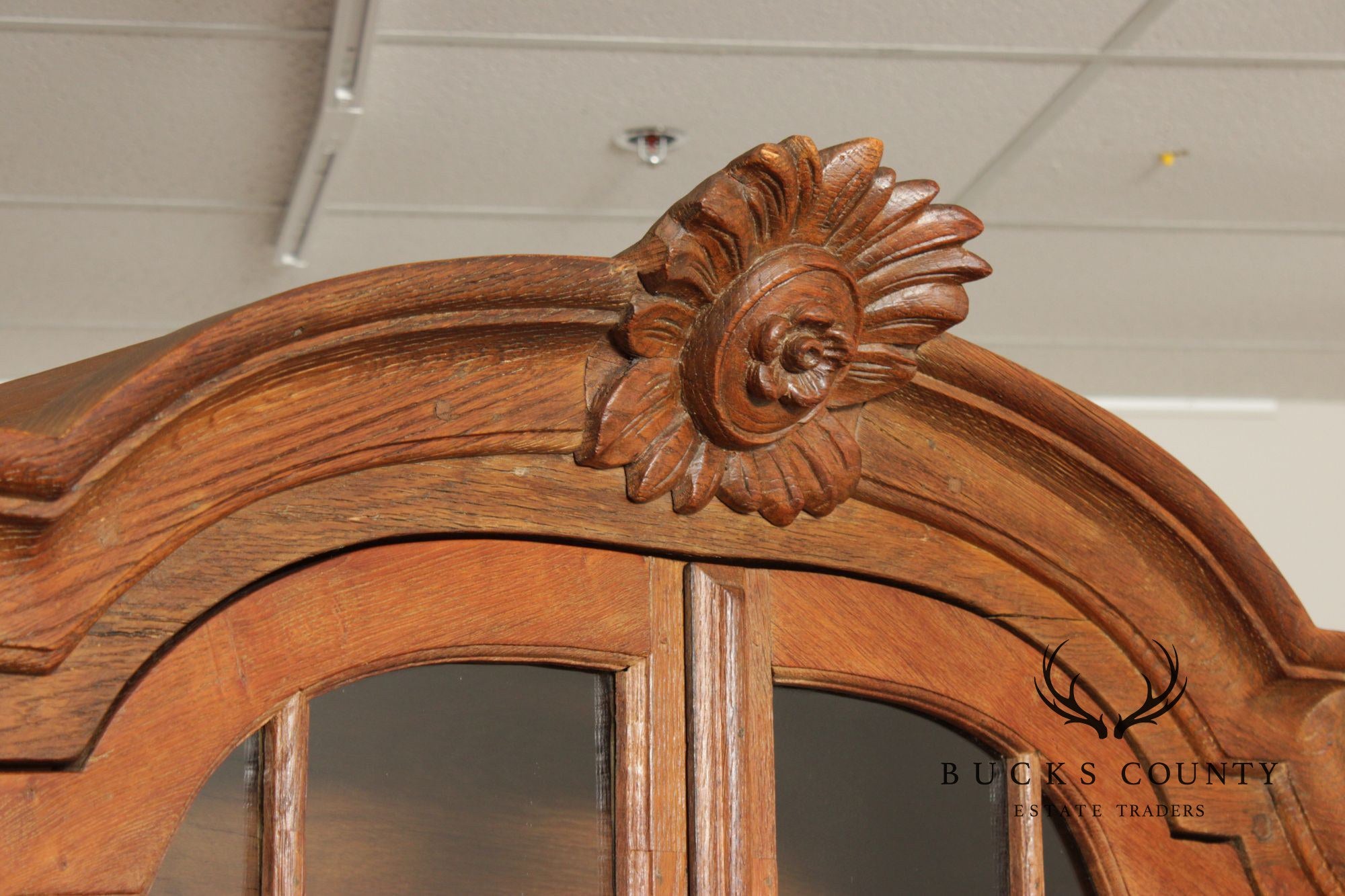 Antique 18th Century German Oak Baroque Vitrine Display Cabinet