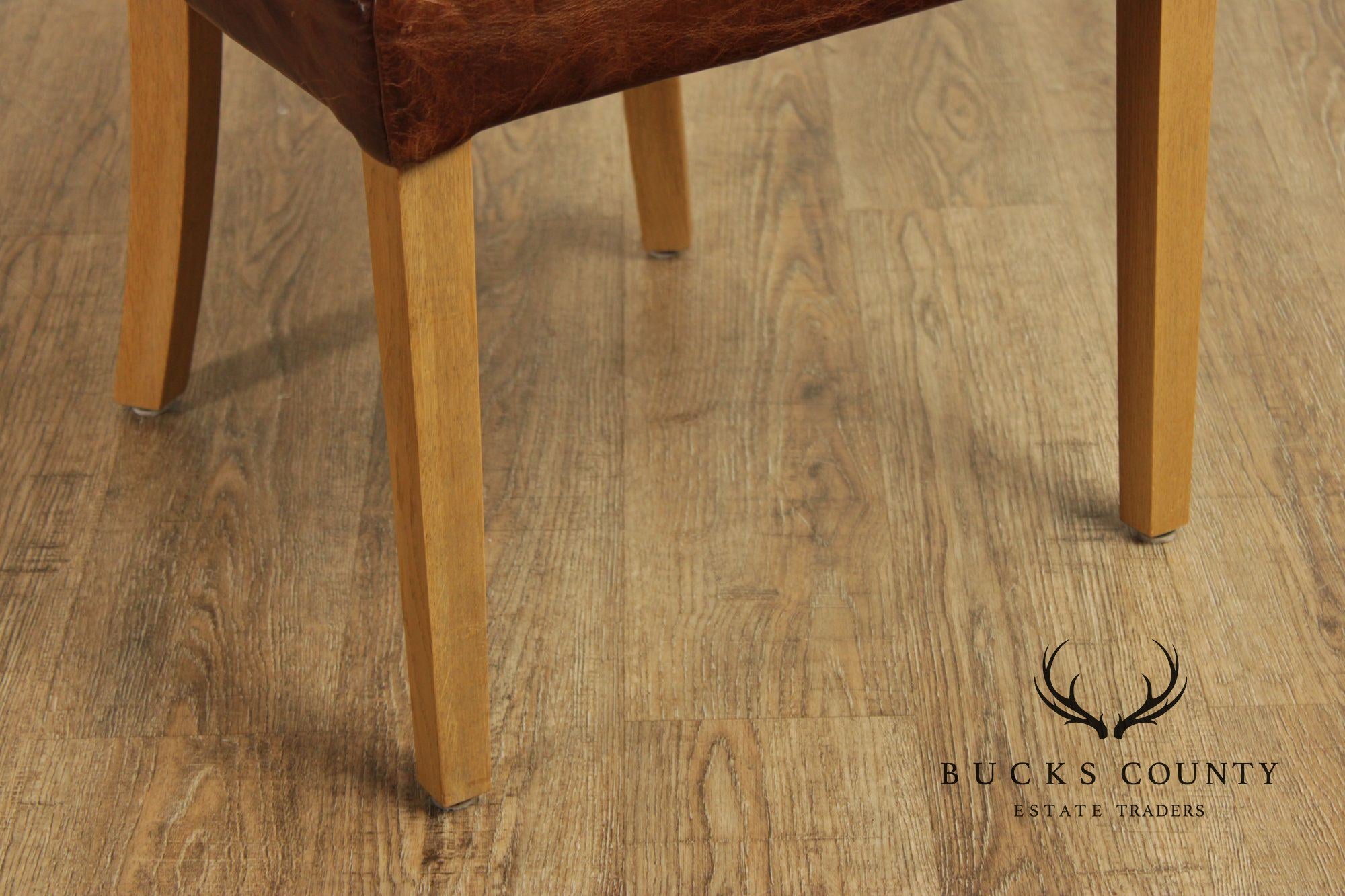 Restoration Hardware French Style Set of Four Leather Dining Chairs