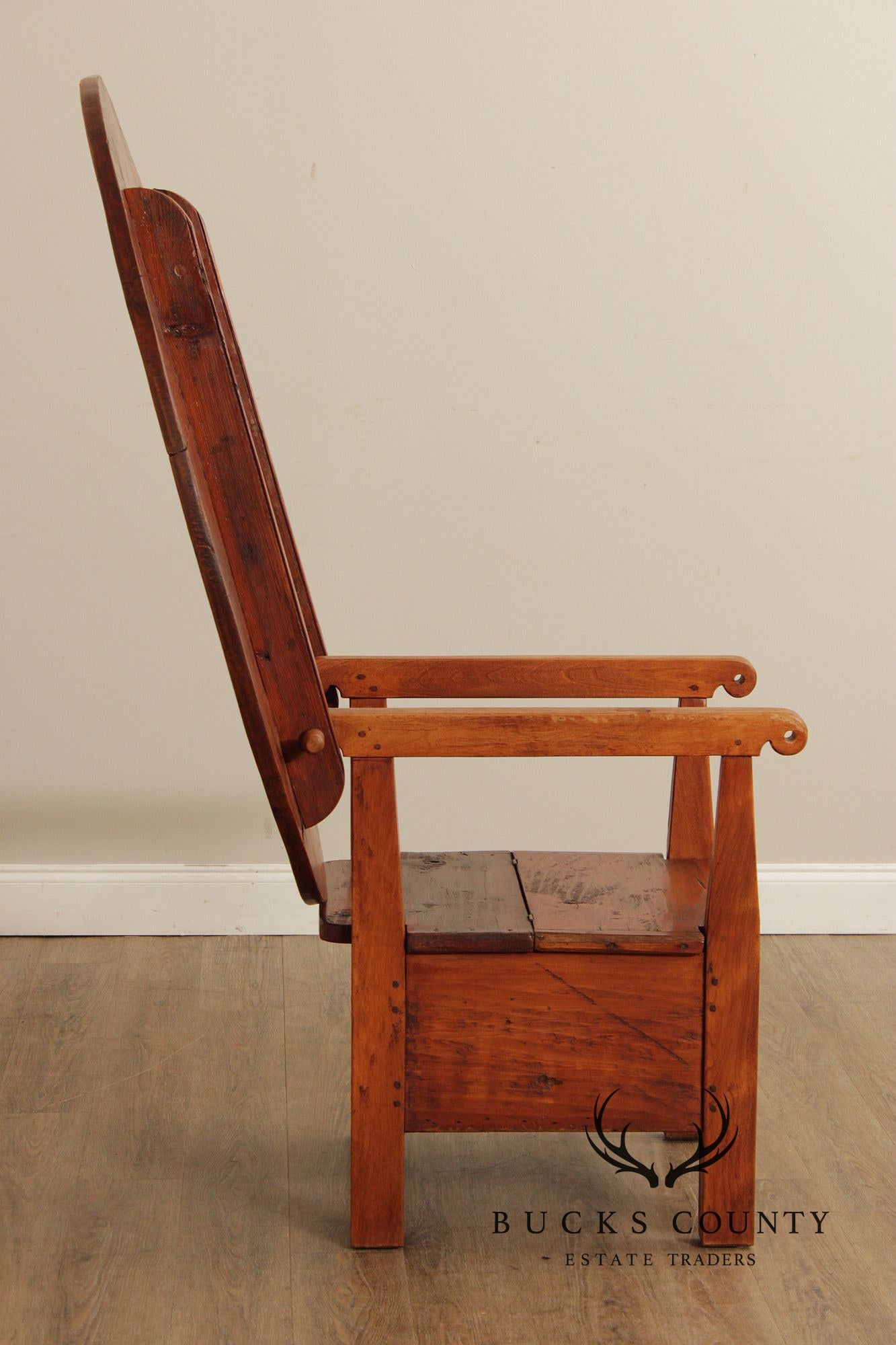 Antique Softwood Round Tilt Top Bench Dining Table