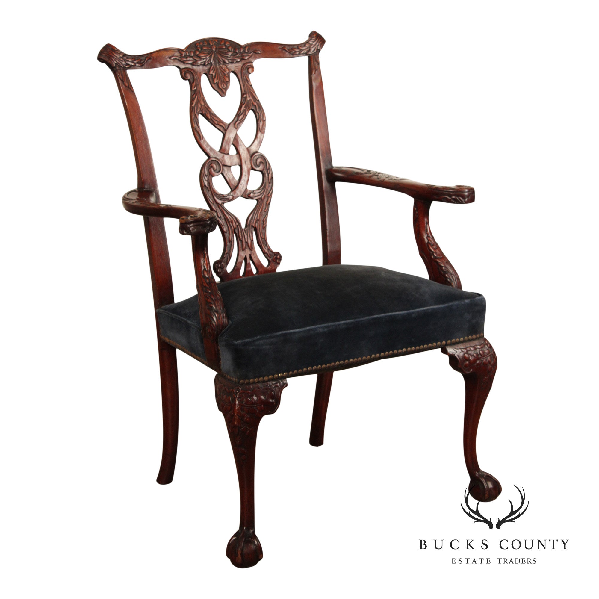 Chippendale Style Carved Mahogany Armchair