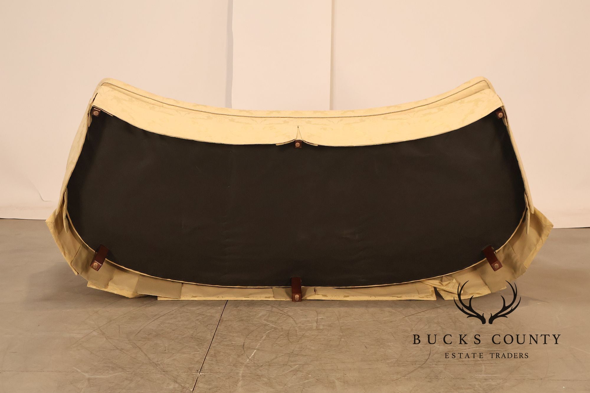 Councill Custom Damask Upholstered Curved Back Sofa