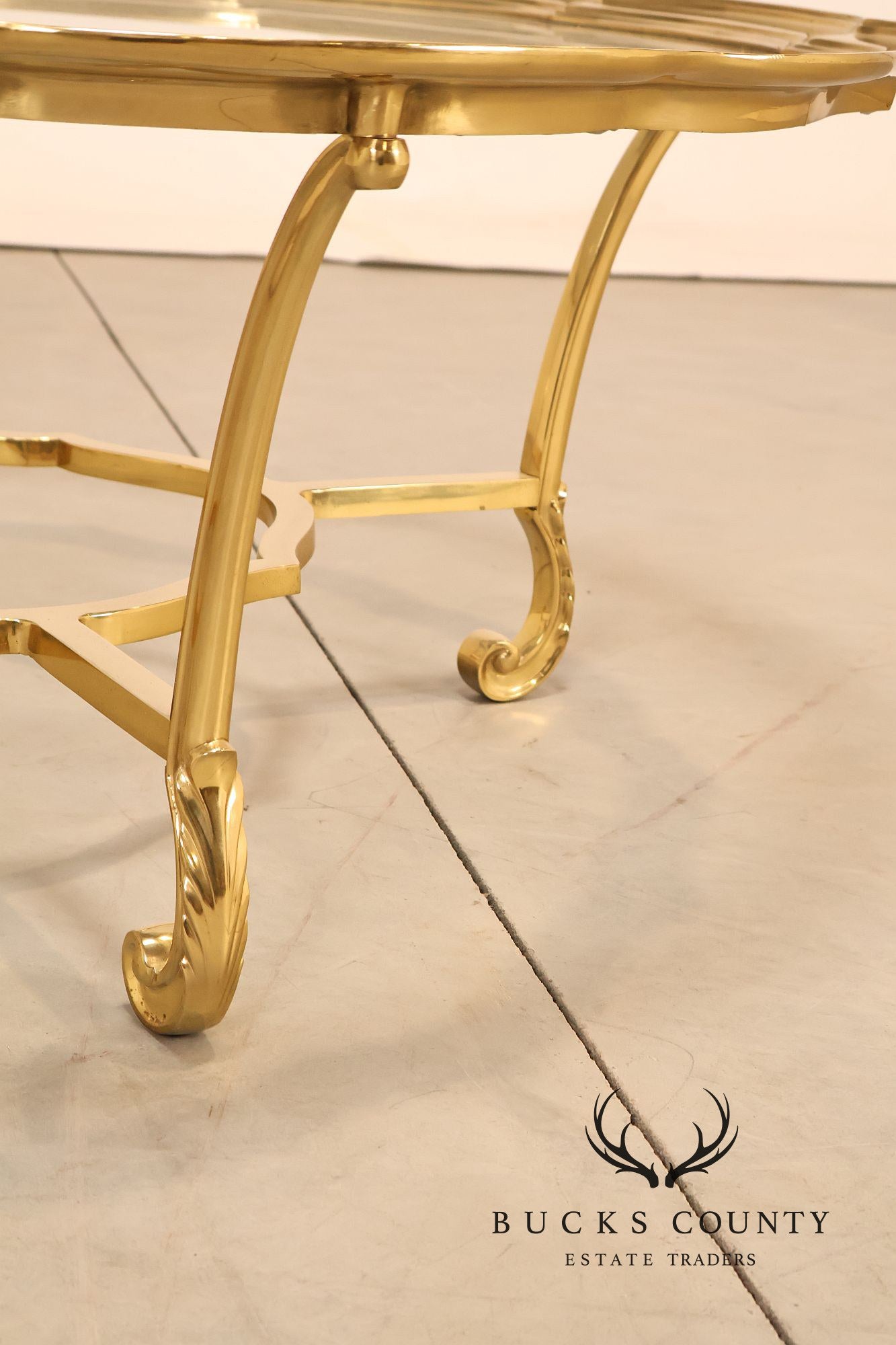 LaBarge Scalloped Brass And Glass Coffee Table