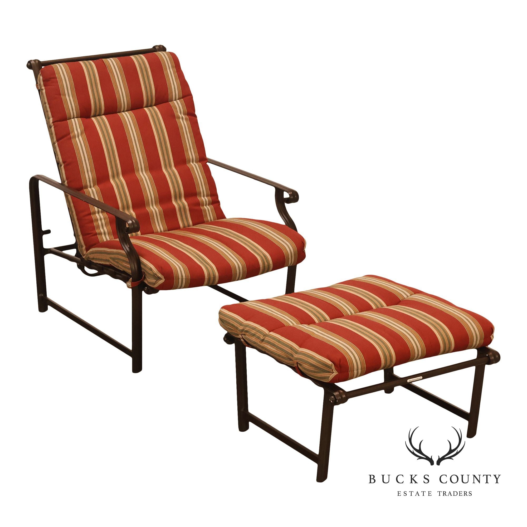 Brown Jordon Outdoor Patio Reclining Lounge Chair with Ottoman