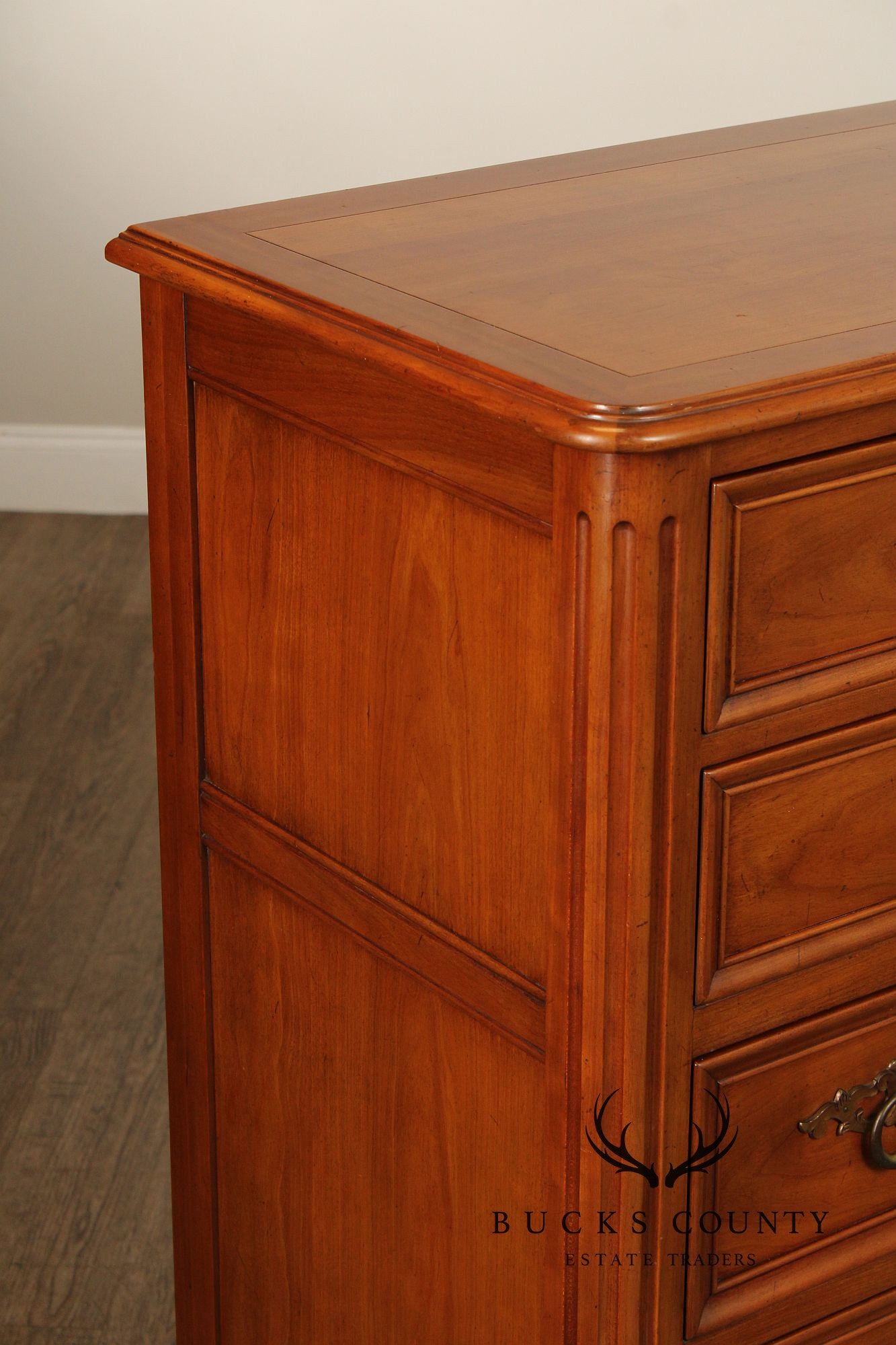 Kindel French Provincial Style Fruitwood Tall Chest