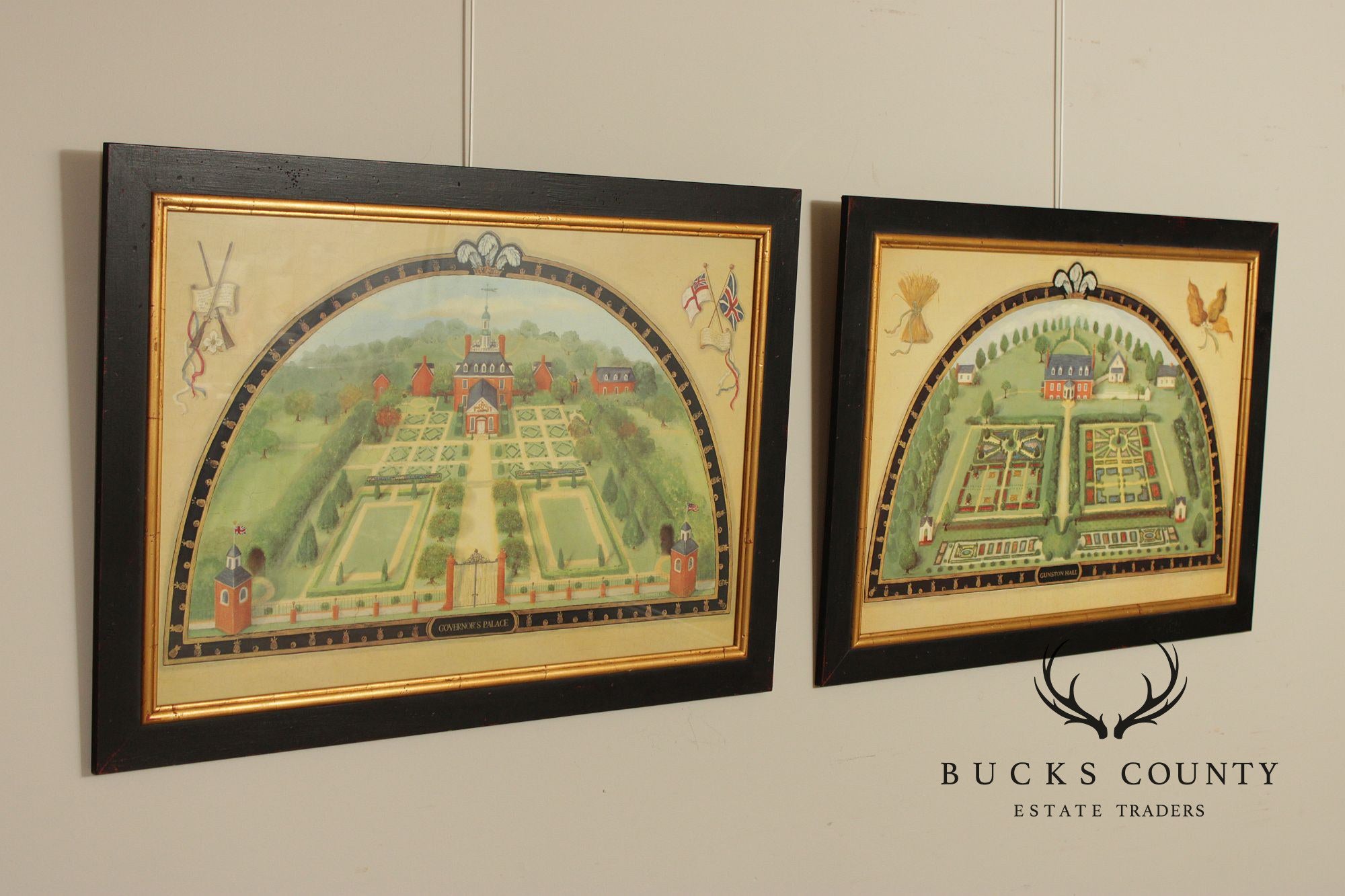 Alexandria Churchill Pair of Custom Framed Prints, 'Governor's Palace' and 'Gunston Hall'