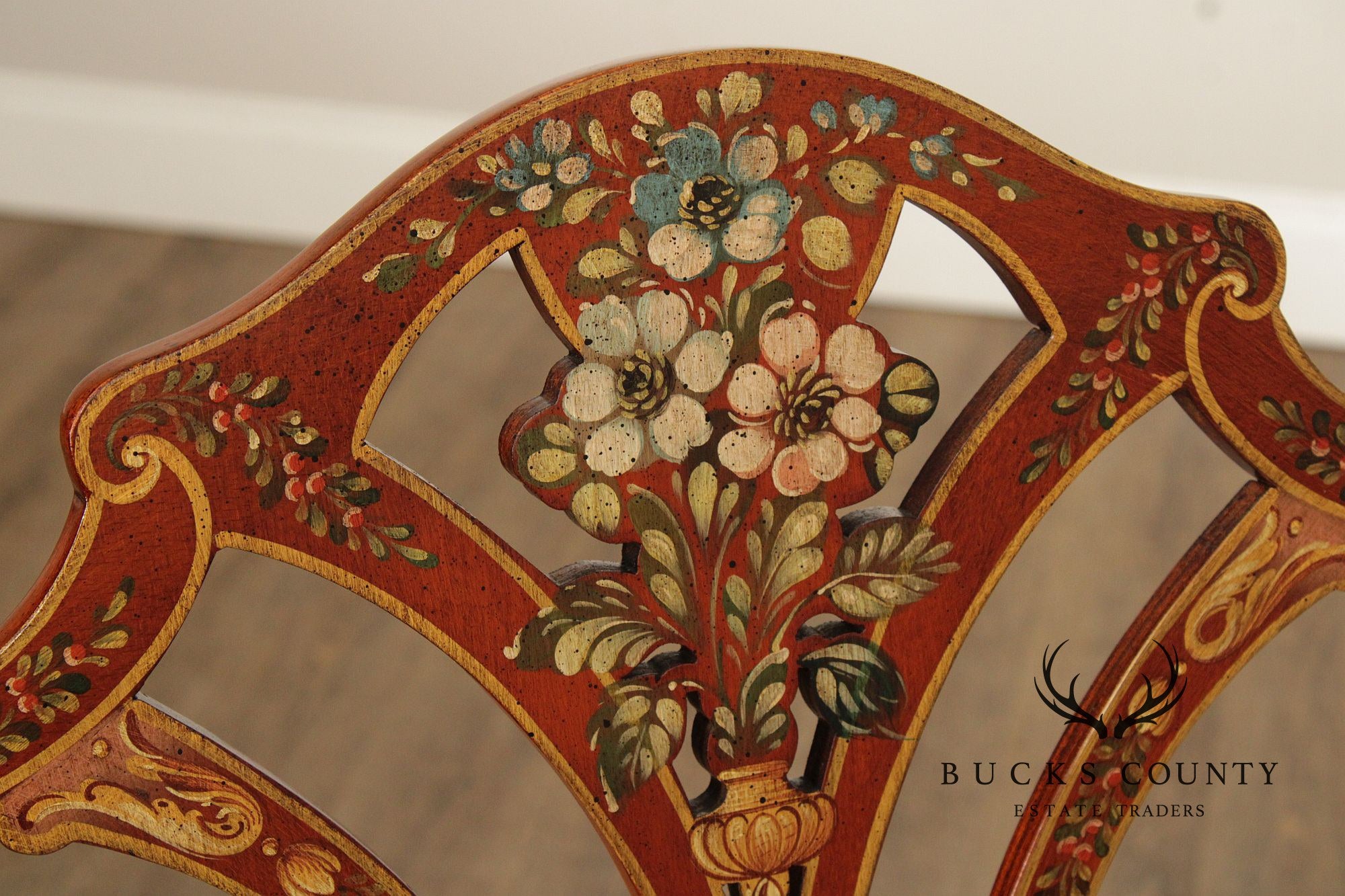 Casa Stradivari Painted Hepplewhite Style Shield Back Pair Of Armchairs