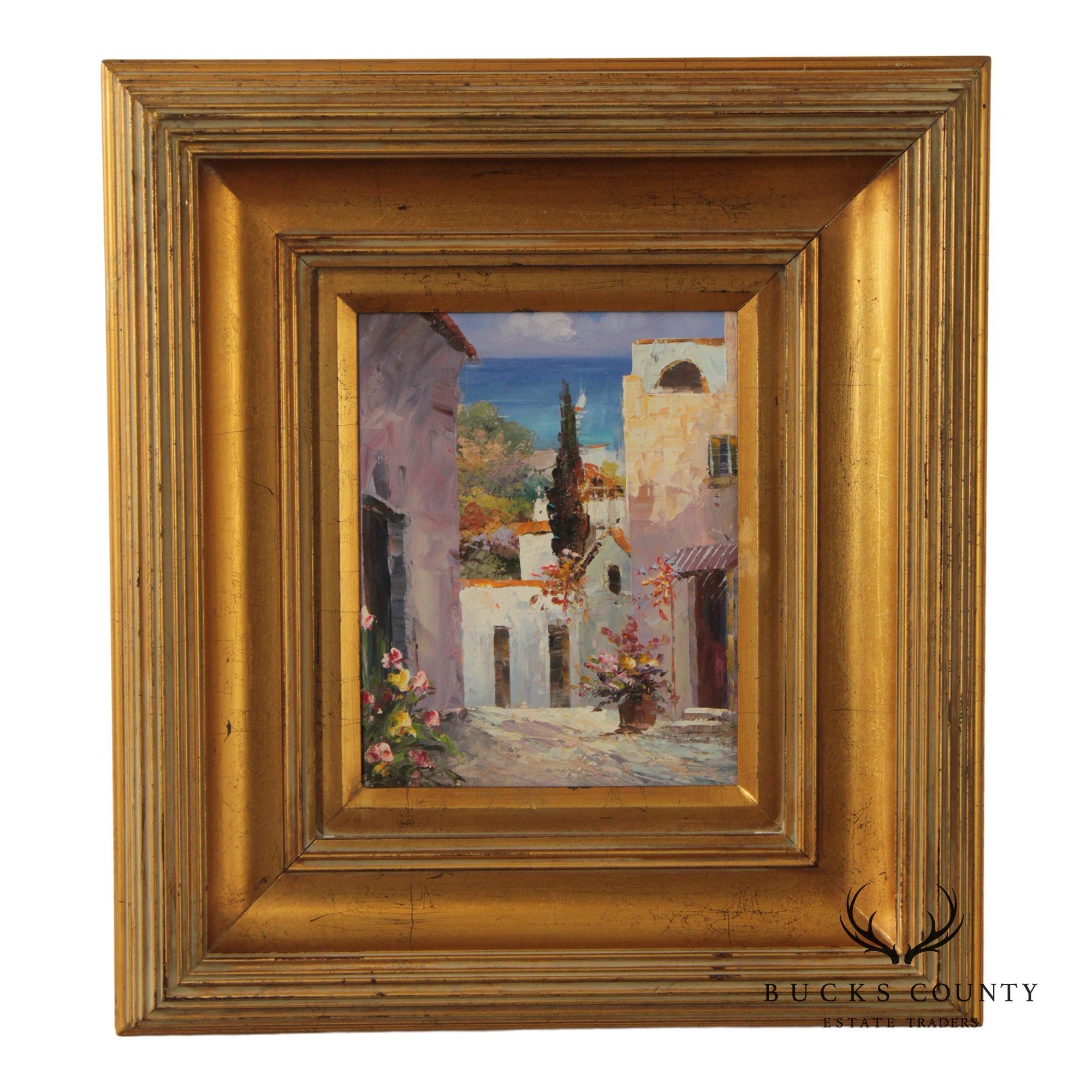 Impressionist Style Oil Painting, Italian Villagescape