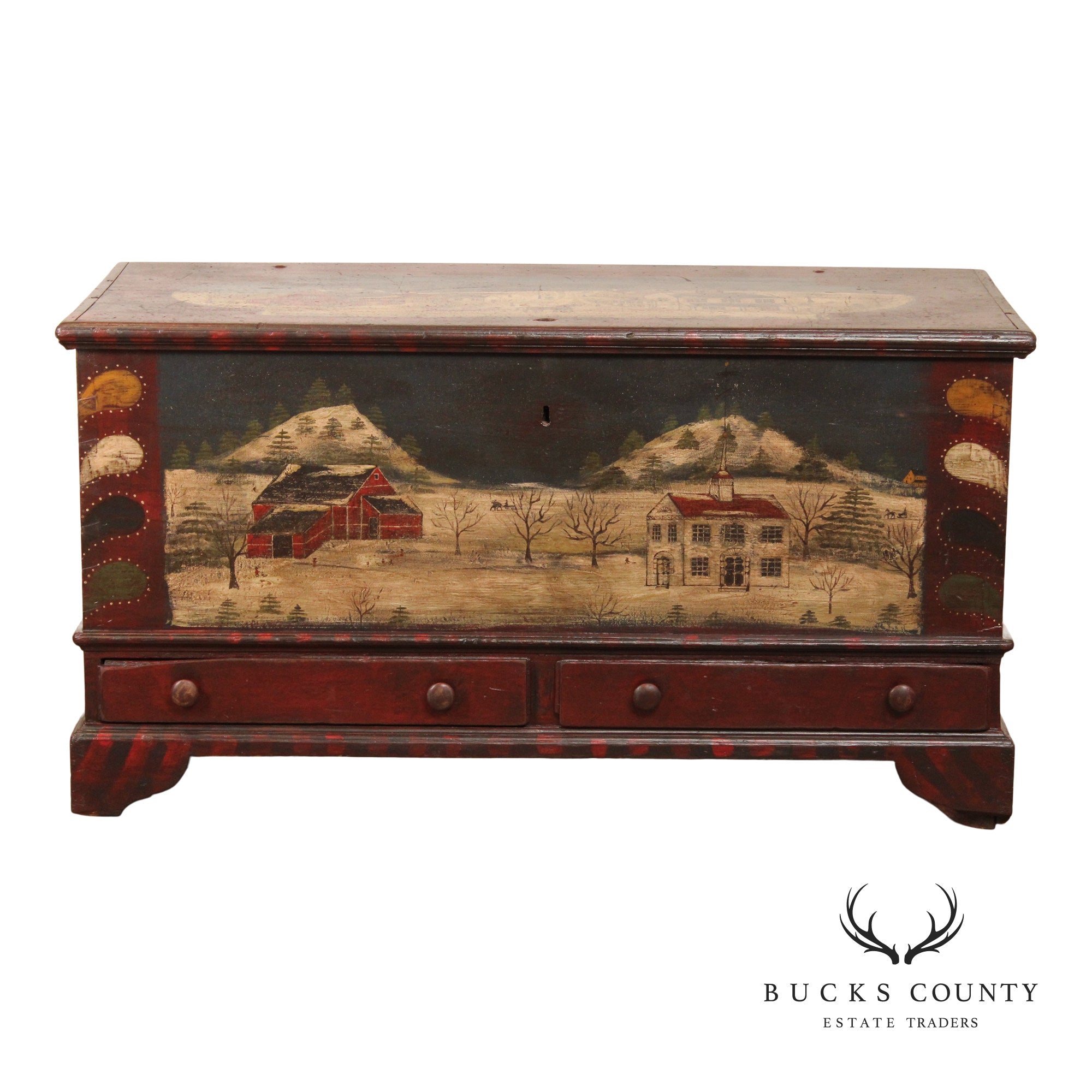 Antique Folk Art Painted Blanket Chest