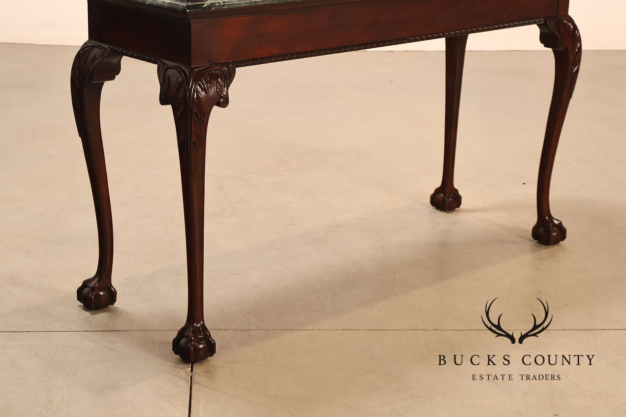 Stickley Chippendale Style Marble Top Mahogany Sofa Table Console