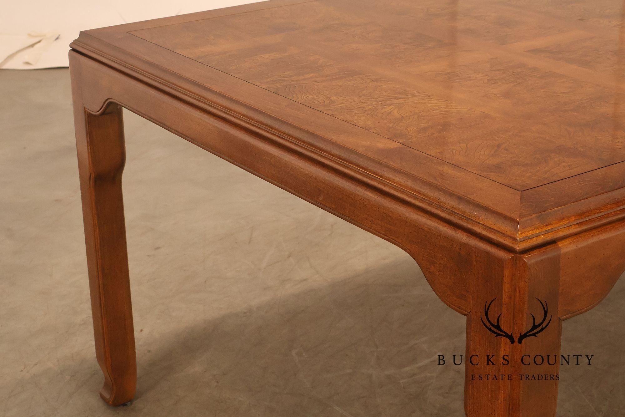Century Furniture Chin Hua Burl Wood Parsons Expandable Dining Table