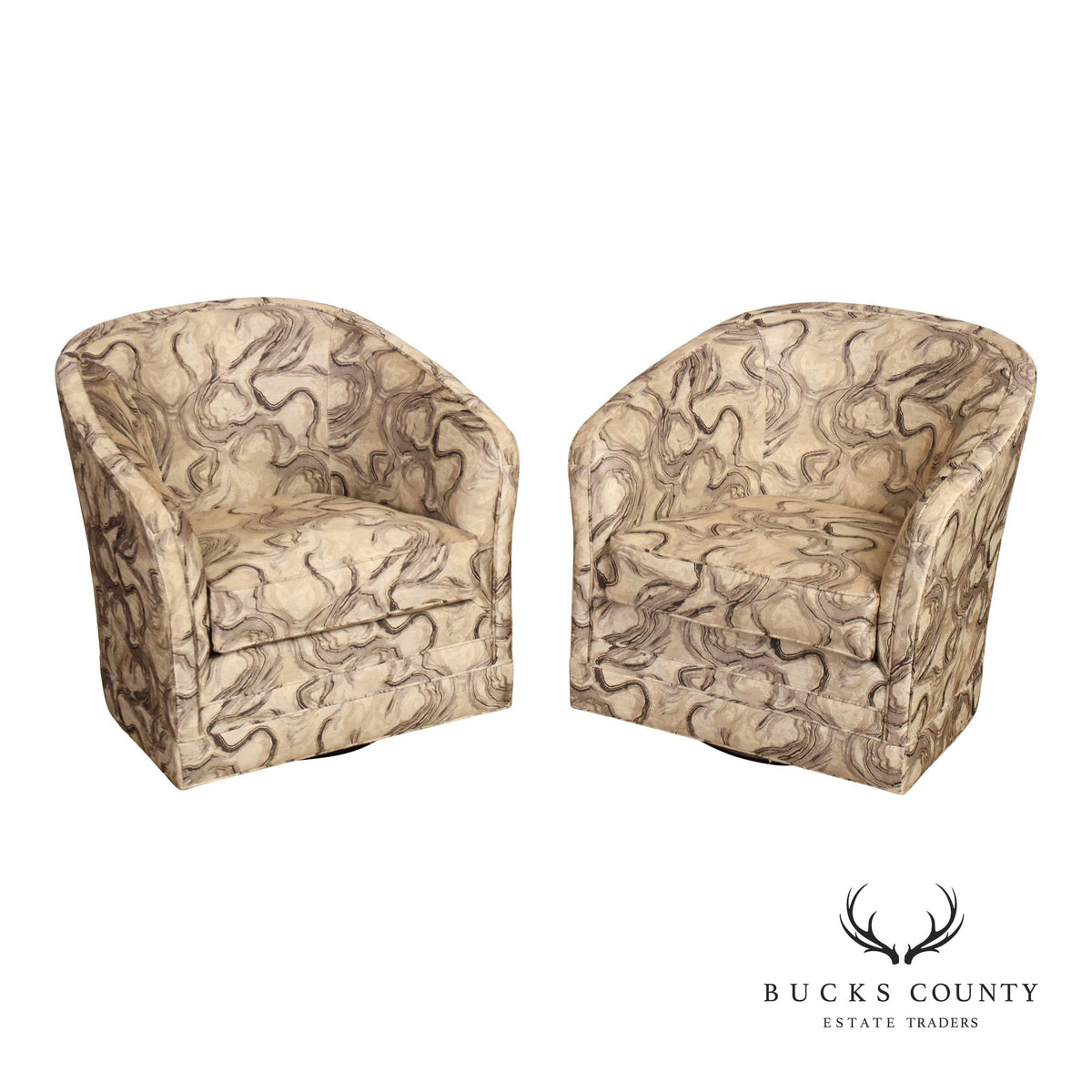 Thomasville Pair of Swivel Club Chairs