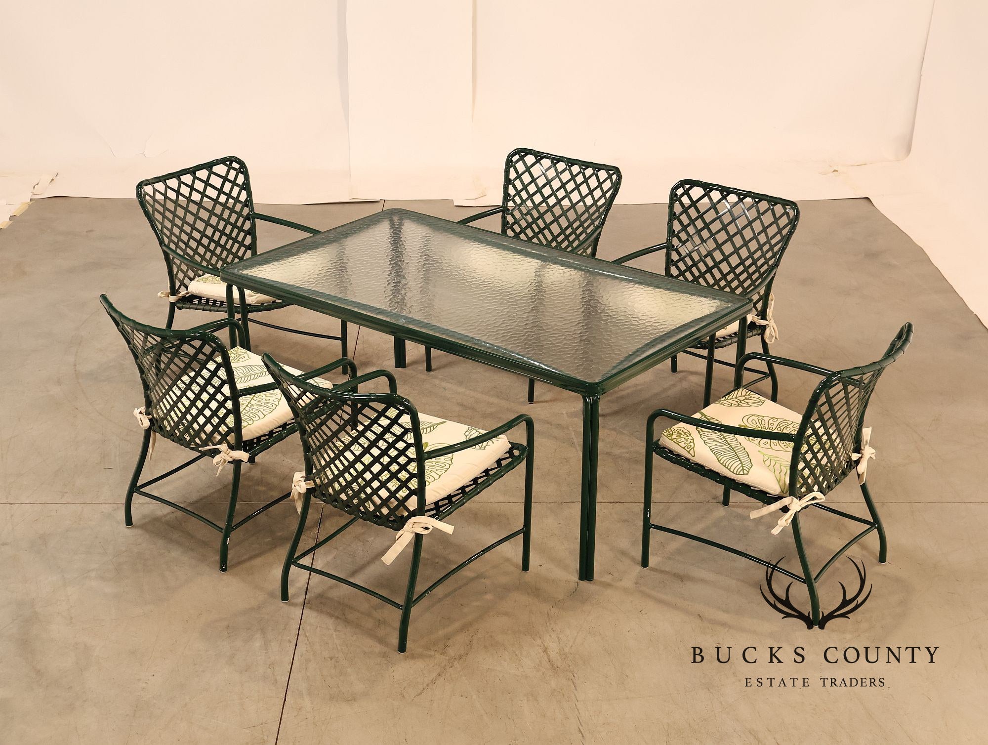 Brown Jordan Tamiami Hunter Green Patio Dining Table And 6 Chairs Set