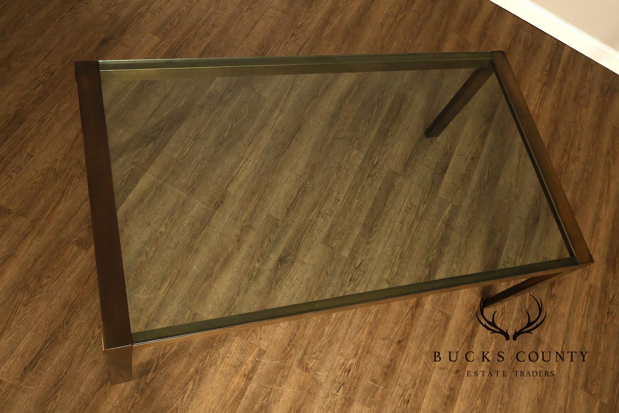 John Stuart Bronze Finish Glass Top Extendable Dining Table
