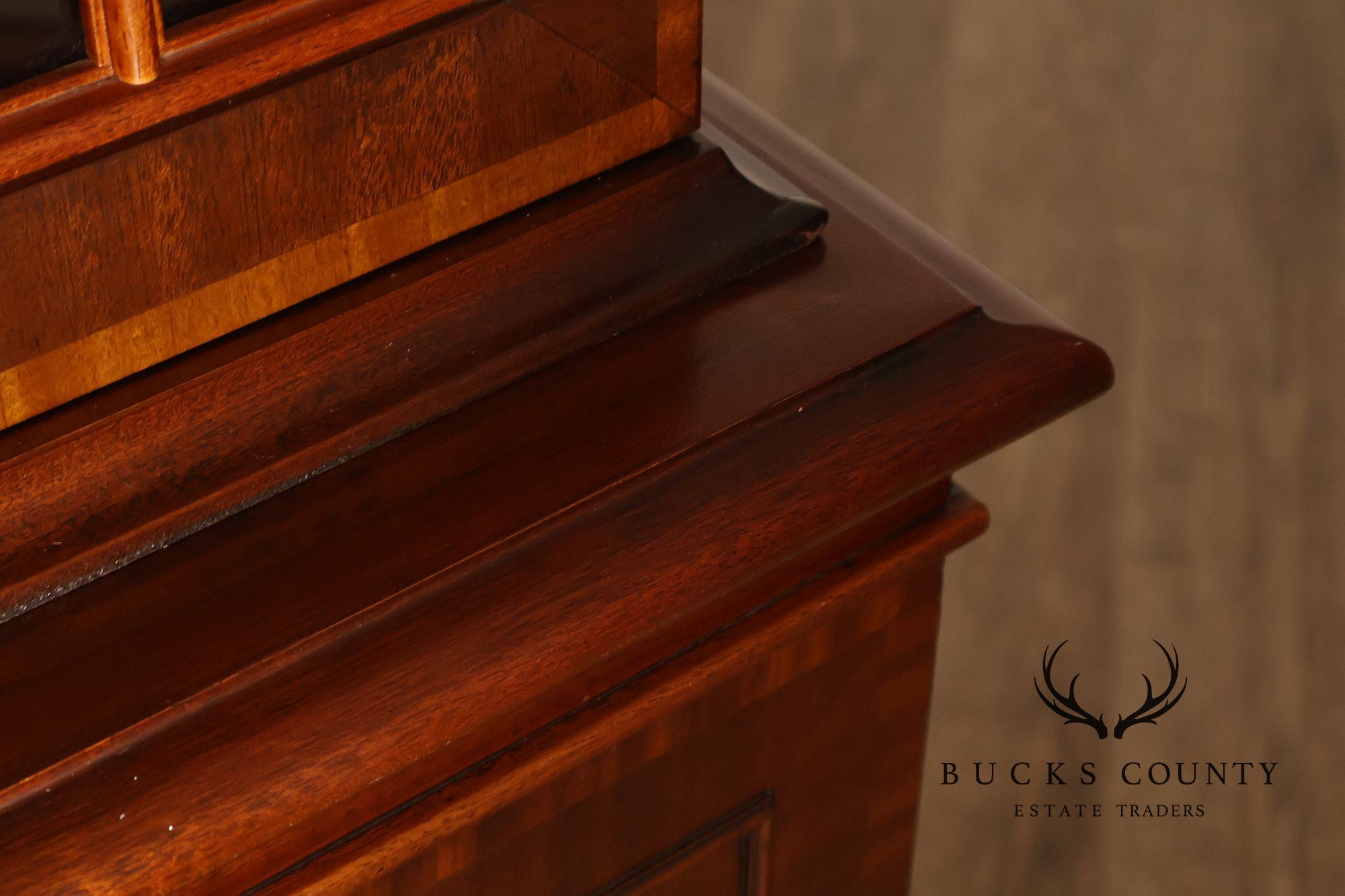 Hickory Chair Banded Mahogany Breakfront China Cabinet