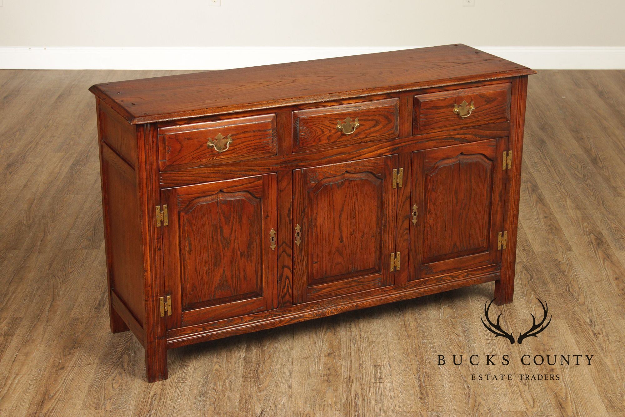 Bevan Funnell English Carved Oak Buffet Sideboard