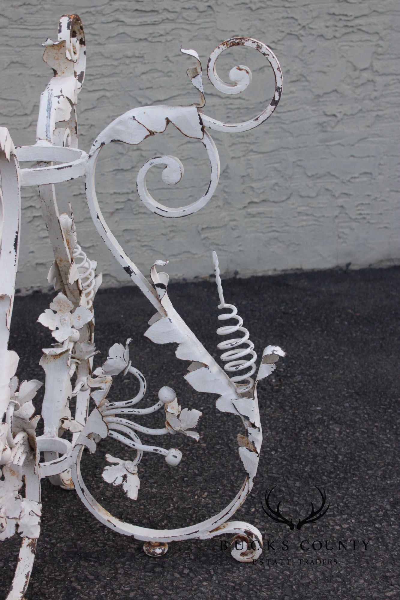 Vintage Italian Style Painted Wrought Iron Garden Plant Stand or Table Base