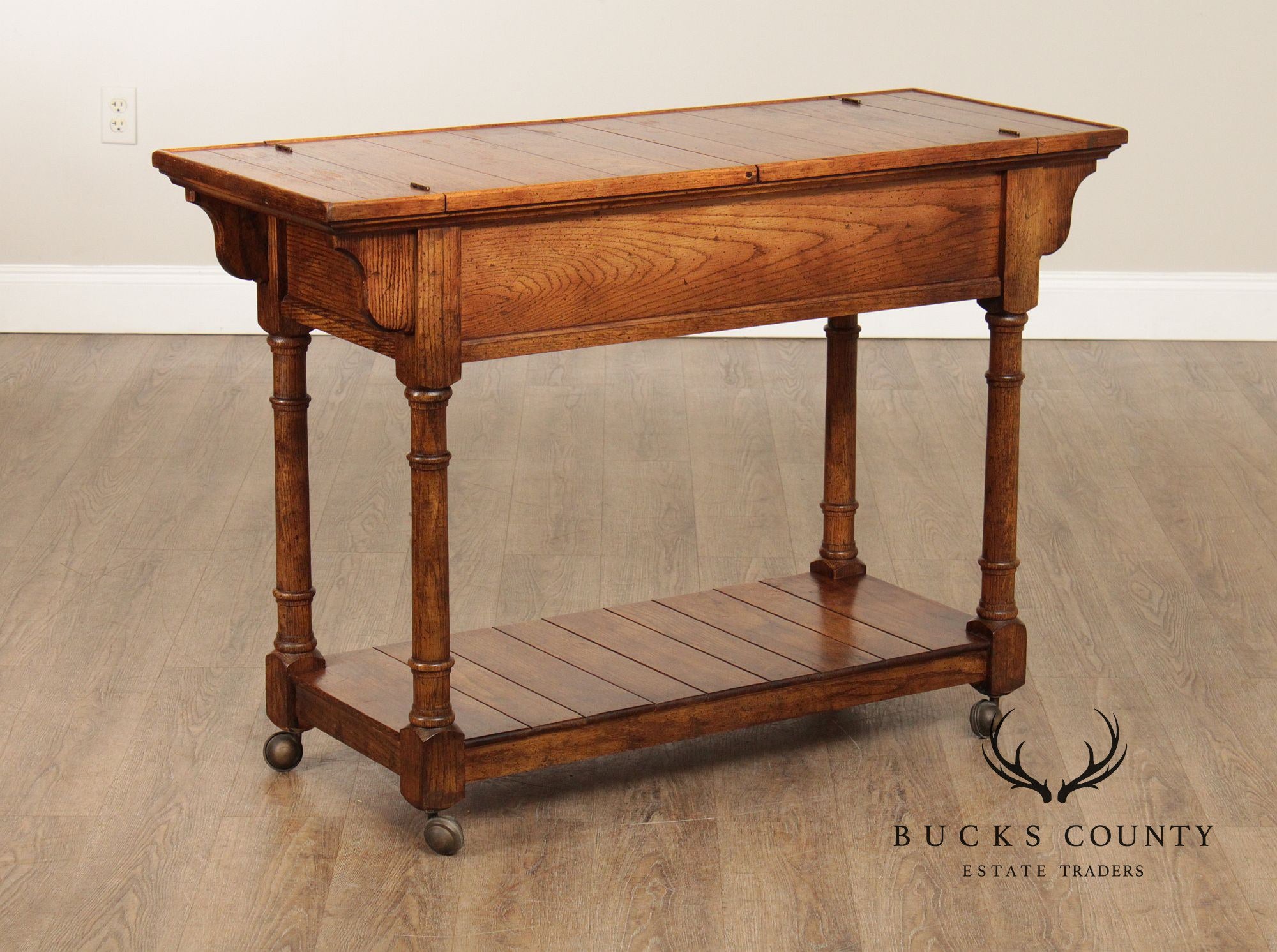Century Furniture Vintage Oak Flip-Top Server Trolley