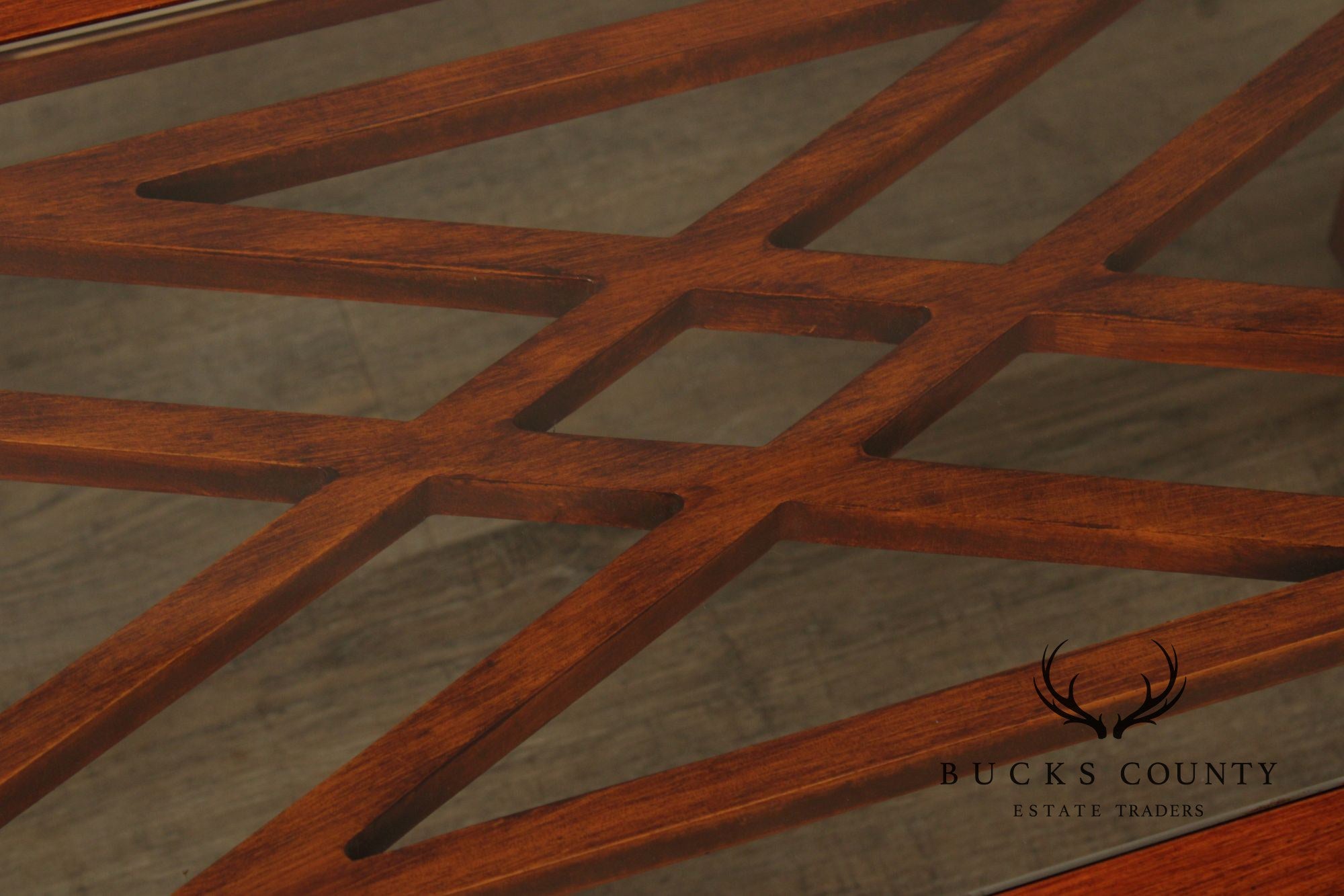 Chinese Chippendale Style Glass Top Coffee Table