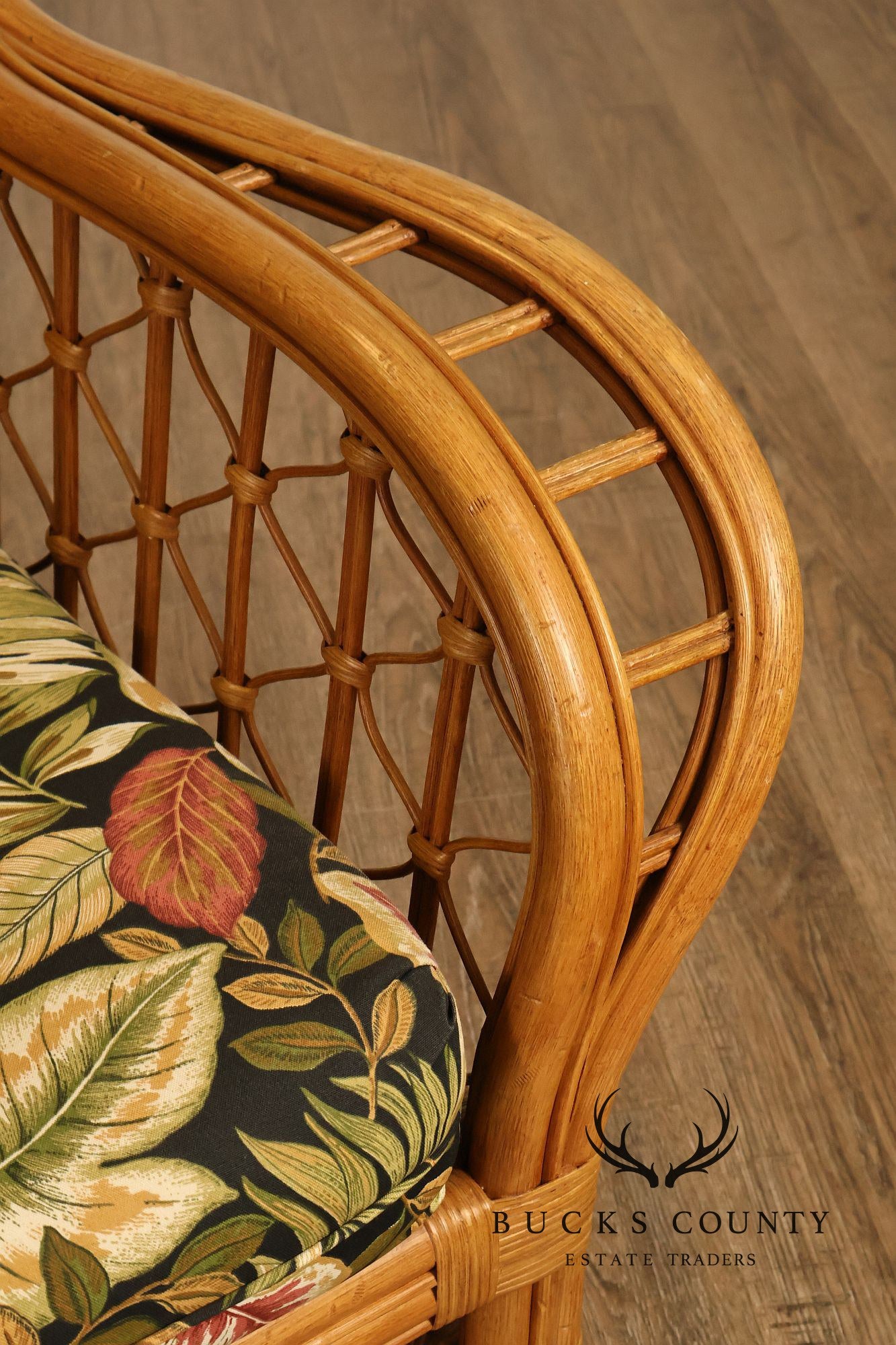 Lane Venture Wicker Lounge Chair With Tropical Upholstery