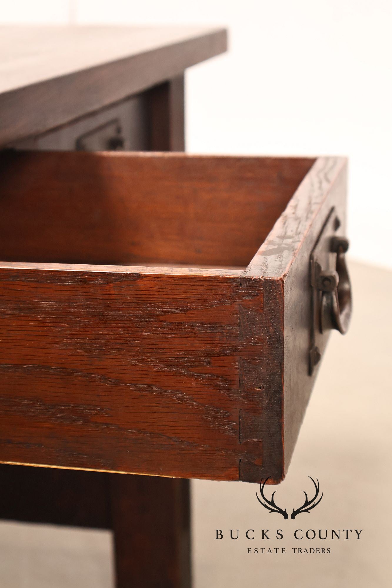 Early Gustav Stickley No. 460 Oak Library Table With Rare Hardware