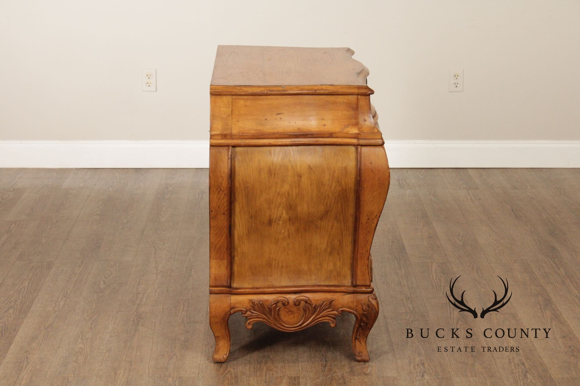 Italian Rococo Style Walnut Bombe Chest