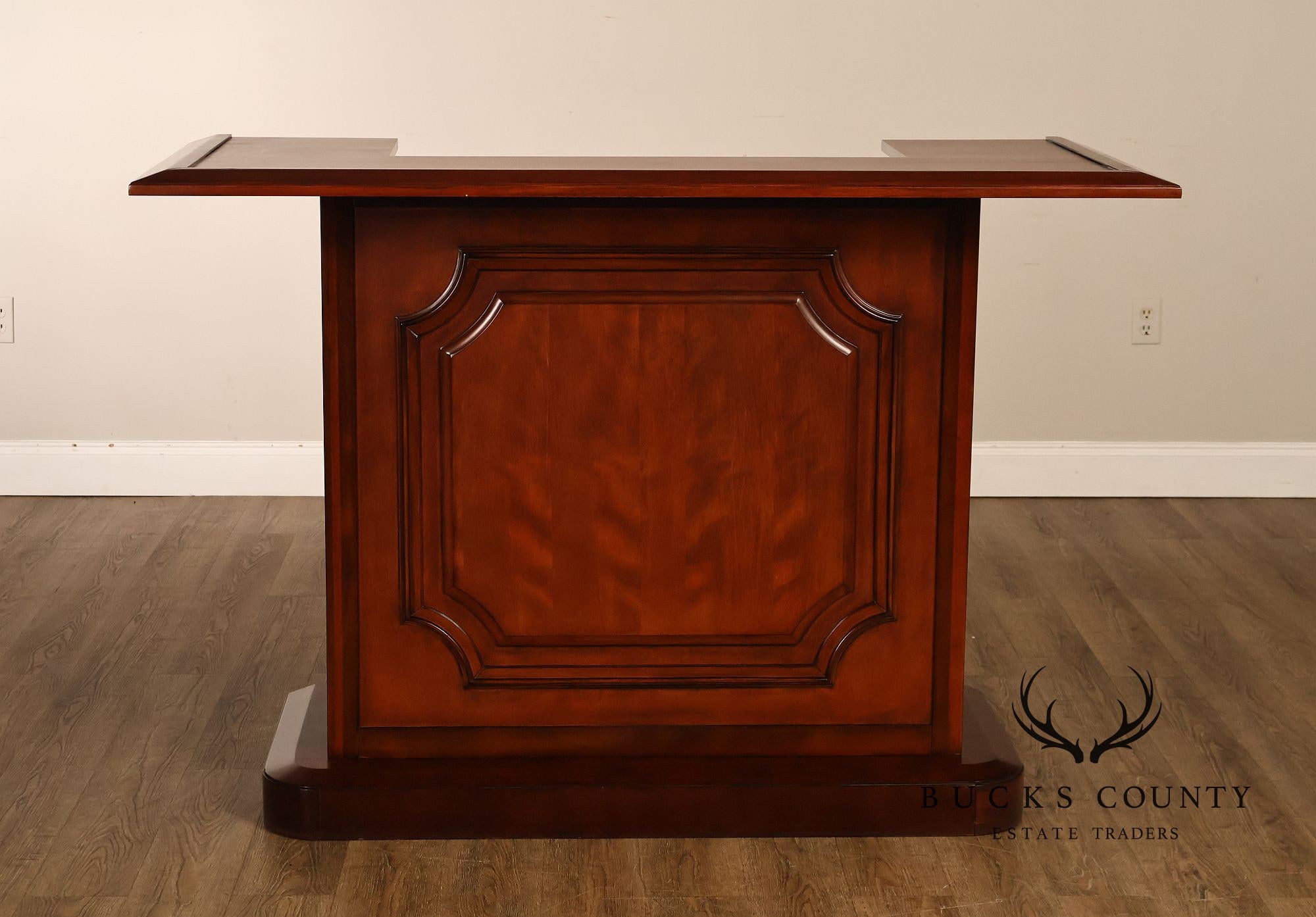 Traditional Home Bar With Wine Storage And Two Bar Stools