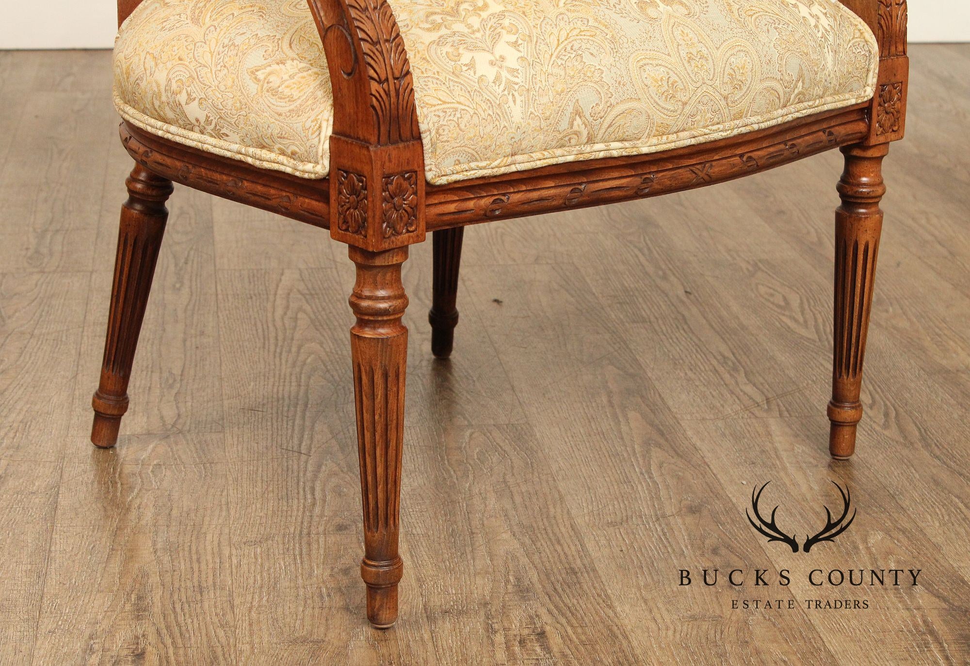 Ethan Allen French Louis XVI Style Pair Of Fauteuil Armchairs