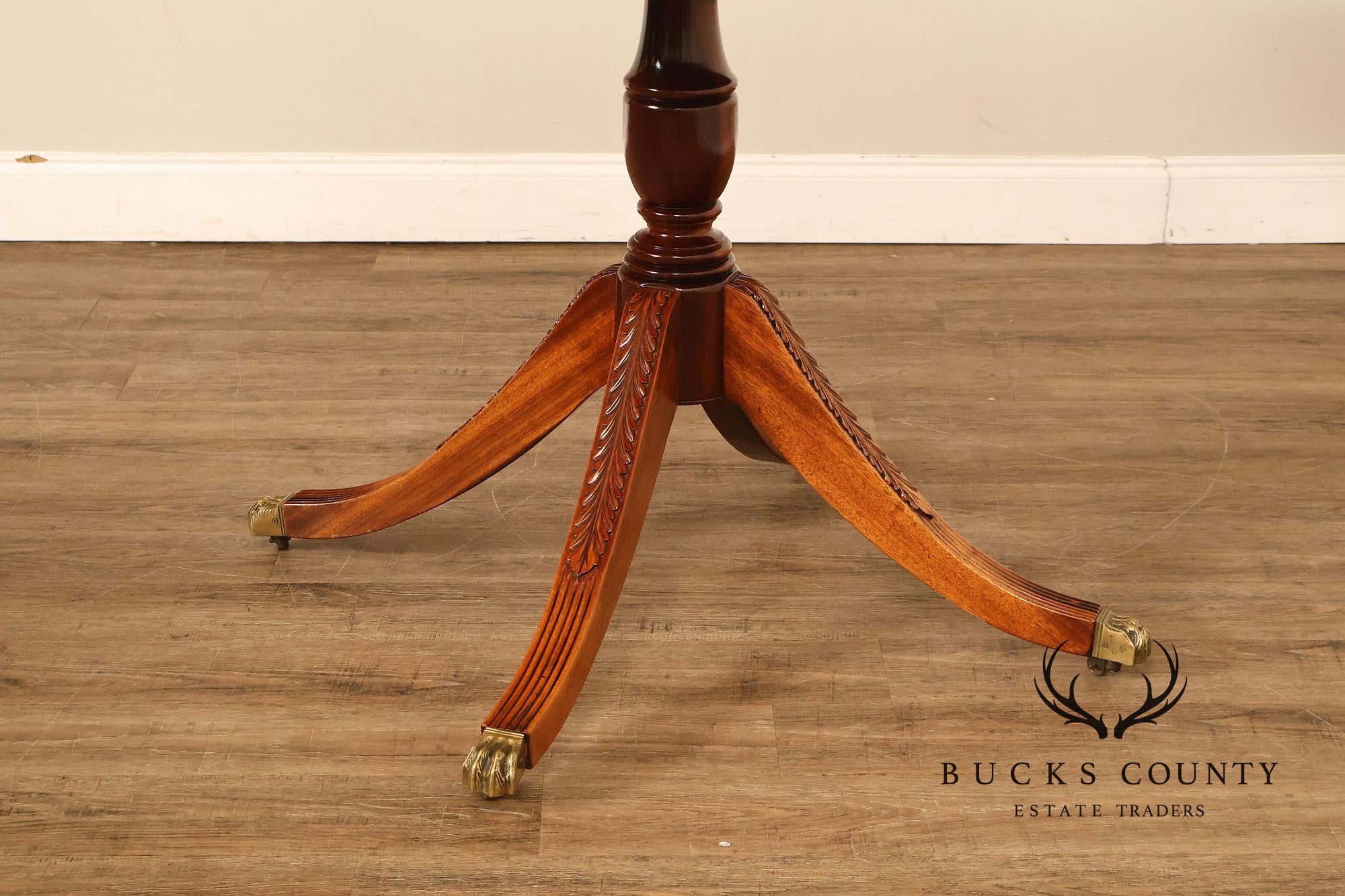 Duncan Phyfe Style Mahogany Round Breakfast Table With Brass Claw Feet